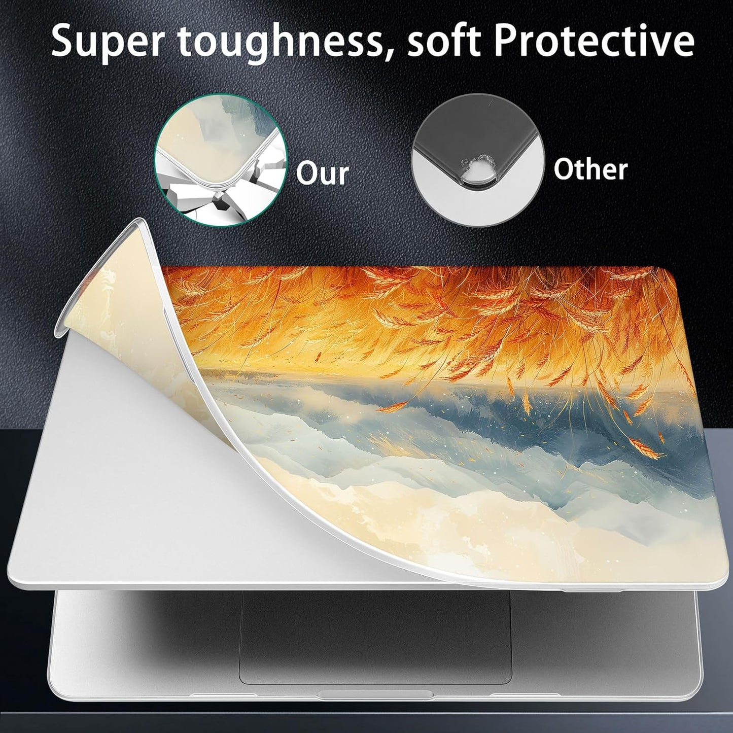 for MacBook Pro 16 inch Case 2021 2022 2023 2024 Release A3186 A3403 M4 A2991 M3 A2780 M2 A2485 M1 Pro/Max, Hard Shell Case with Screen Protector & Keyboard Cover, Wheat Field