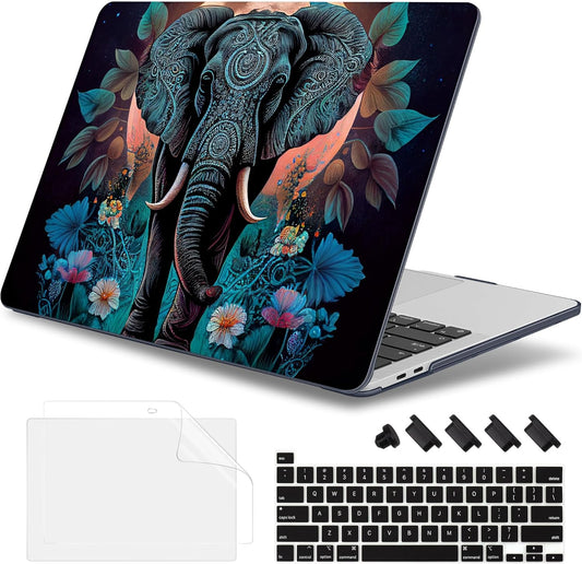 May Chen Compatible with MacBook Pro 13 inch Case 2022 2021 2020 Release Models A2338 M2 M1 A2251 A2289, Plastic Hard Shell Case for MacBook Pro 13 Inch with Touch Bar Fits Touch ID, Elephant