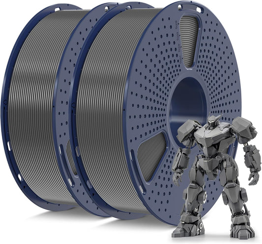 SUNLU PETG Filament 1.75mm Bundle, Less Stringing and Good Layer Adhesion 3D Printer Filament, Individually Vacuum Packed, 2kg in Total, 1kg per Spool, PETG 2 Pack, Grey+Grey