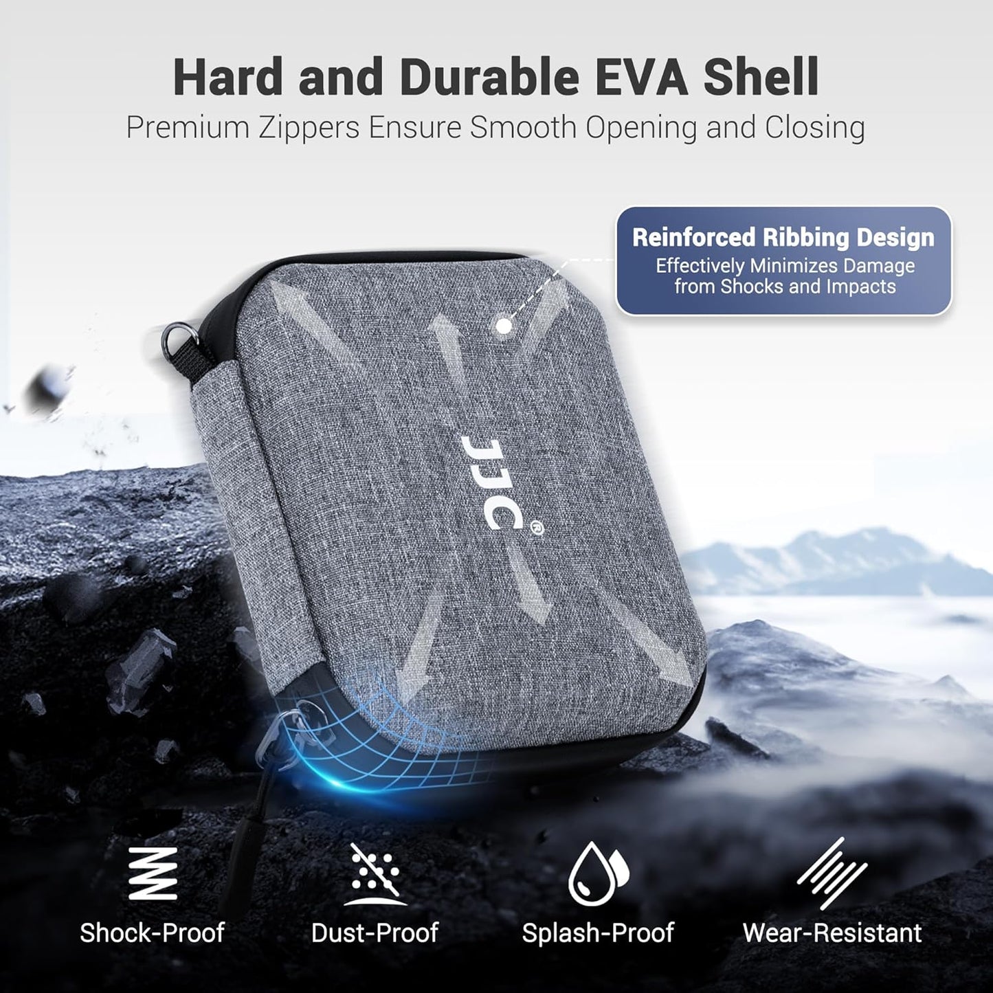 JJC Durable Hard Shell Lens Filter Case Up to 95mm, 4 Pockets Lens Filter Holder Bag with Belt Loop and Wrist Strap, Camera Lens Filter Storage Case Carrying Pouch for Filter Round Filter ND UV CPL