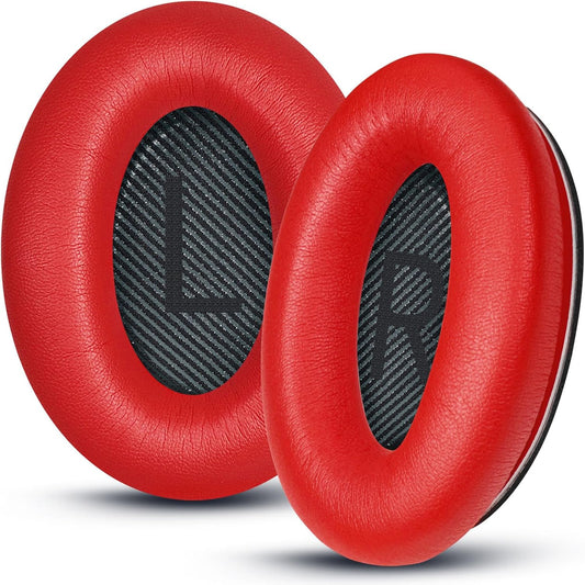 Headphones Replacement Ear Pads, Protein Leather earpad Cushions for Bose Quiet Comfort QC35 Headphones, Replacement Earpads, Softer Memory Foam - Red
