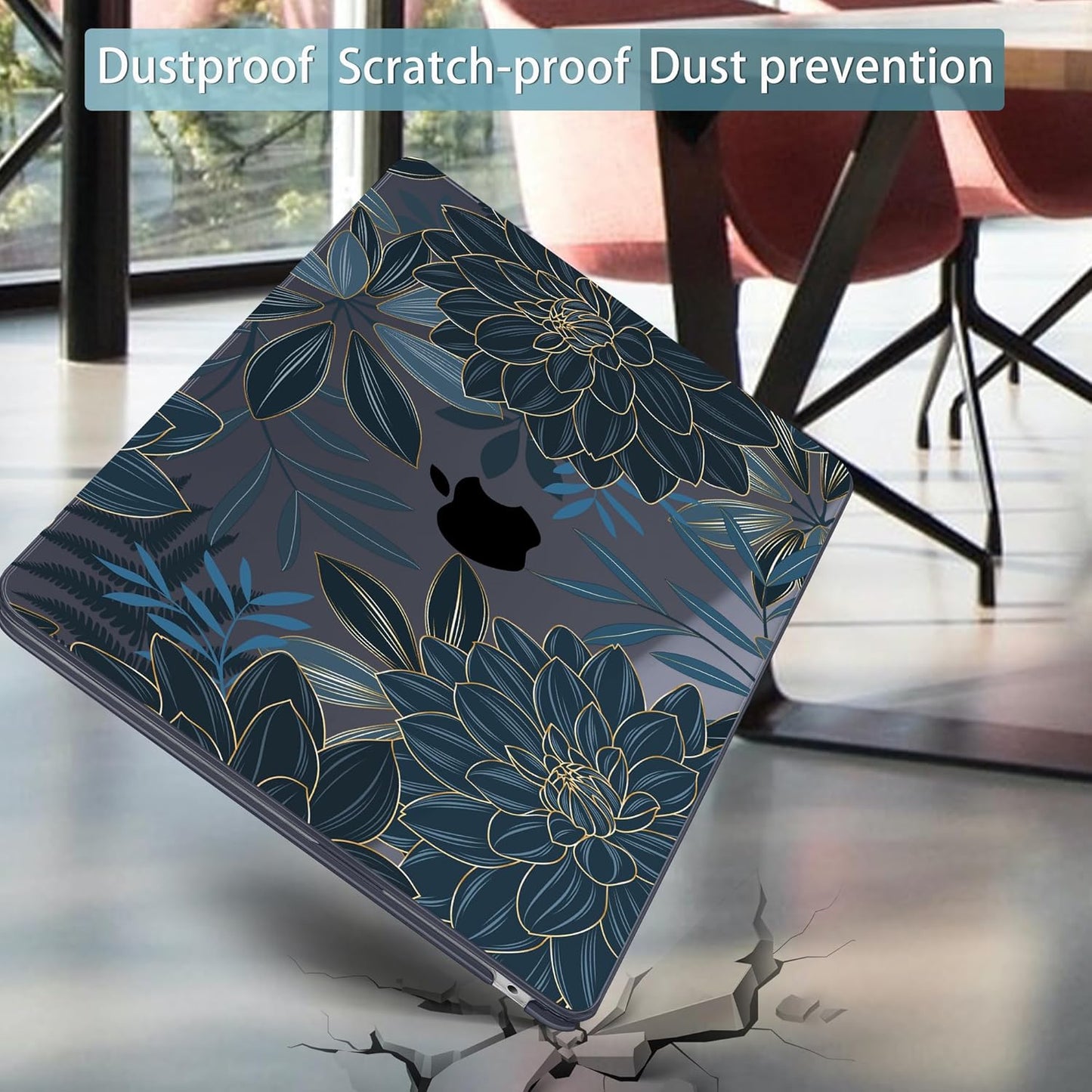 Mektron for 2025 M4 MacBook Air 13.6 Inch A3240 Case Fits 2023 A2681 M2 2024 A3113 M3 Chip with Liquid Retina Display, Printed Plastic Hard Shell Cover for MacBook Air 13.6", Dahlia Flower C035