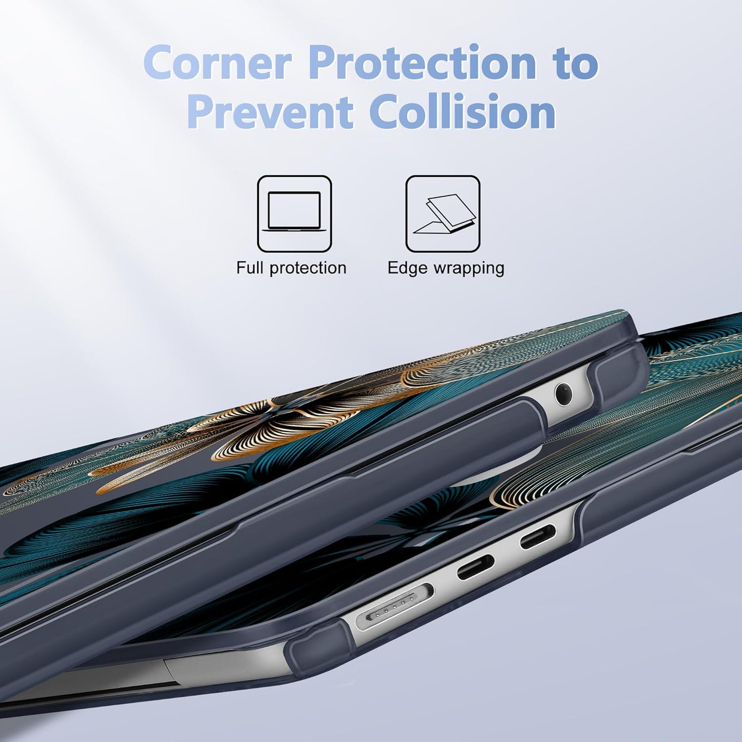 Case for MacBook Air 15 Inch 2025 2024 2023 Release M4 A3241 M3 A3114 M2 A2941, Hard Shell with Screen Protector & Keyboard Cover, Compatible with Touch ID - Leaves