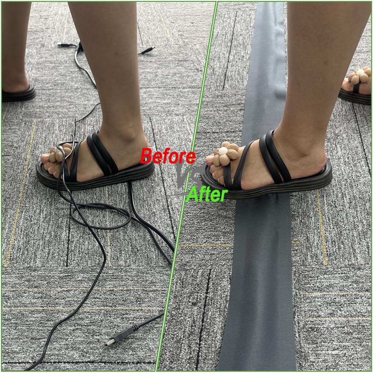 Floor Cable Covers - 20ft Oxford Fabric Cord Protector with Adhesive Hook & Loop,Waterproof Wire Storage Sleeve for Any Floor Surface,Durable Cable Management to Prevent Tripping Hazards (Gray, 20ft)