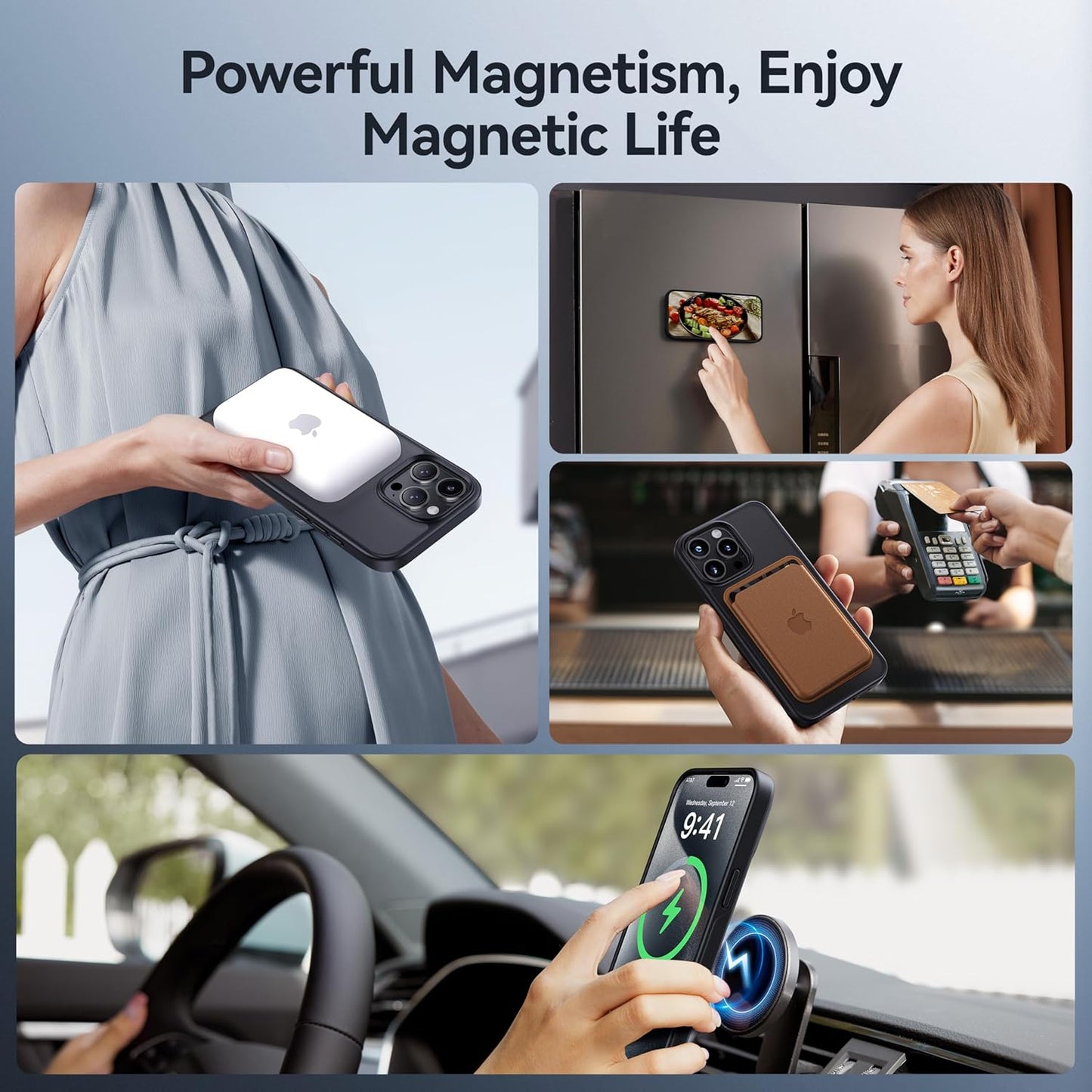 CASEKOO Designed for iPhone 15 Pro Max Case with Magnetic Invisible Stand [Military Drop Protection] [Compatible with MagSafe] Shockproof Slim Translucent Matte Promax Case 6.7 Inch, Black