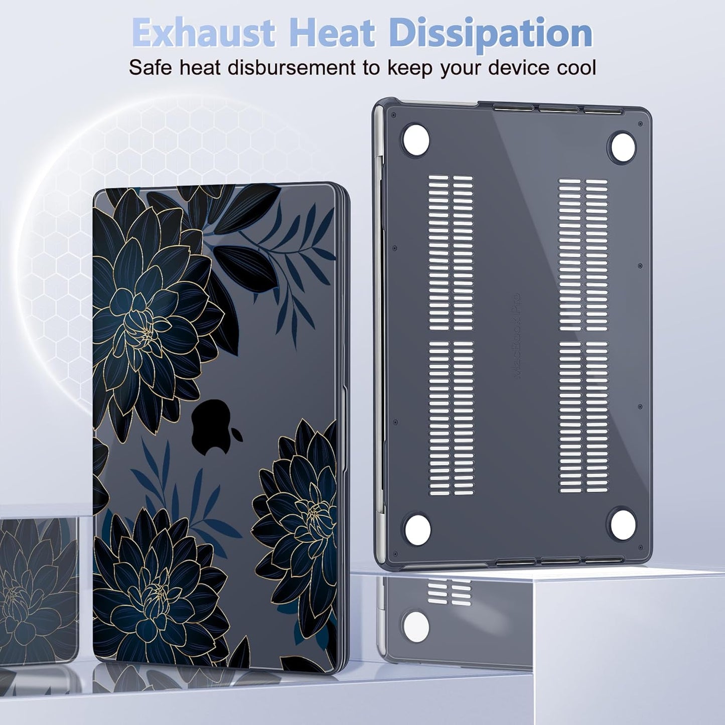 for MacBook Pro 16 inch Case 2021 2022 2023 2024 Release A3186 A3403 M4 A2991 M3 A2780 M2 A2485 M1 Pro/Max, Hard Shell Case with Screen Protector & Keyboard Cover, Flower Dahlia