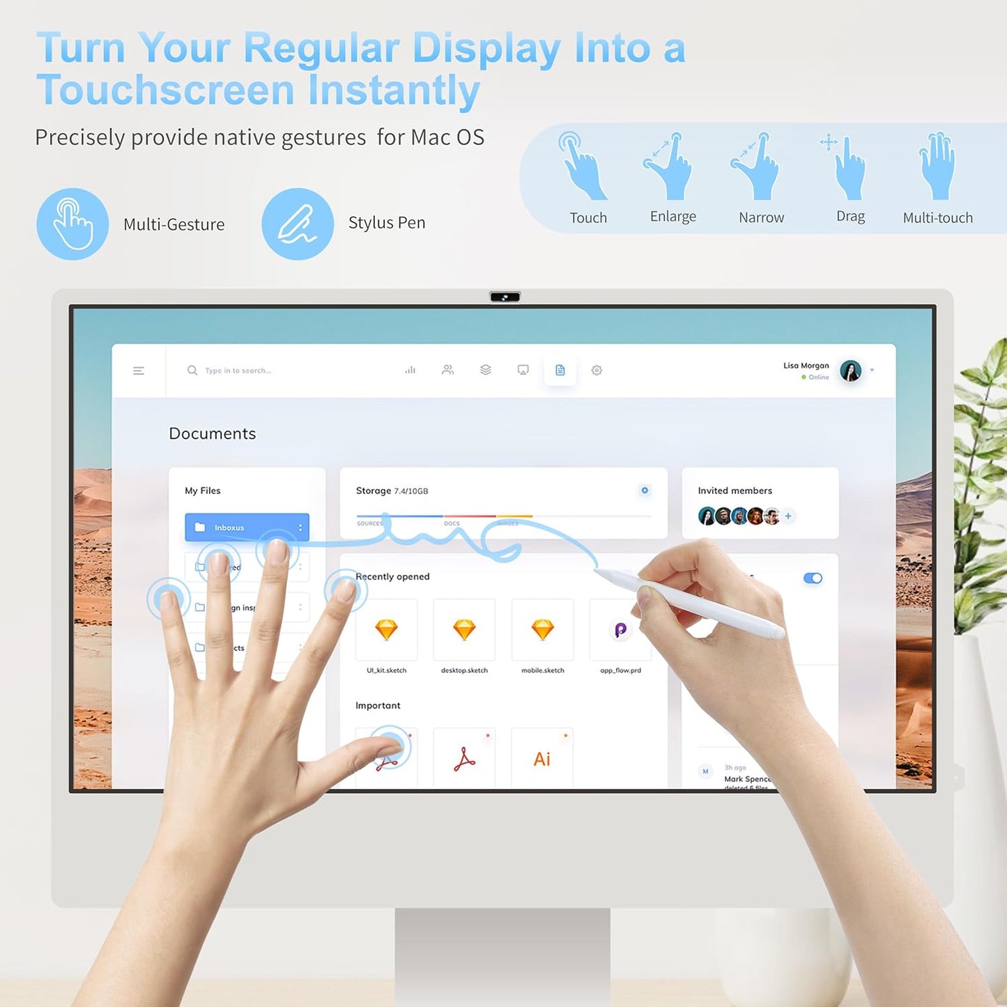 Keenhot Trackpad Touchscreen Frame for iMac, High-Precision Touchpad Support Multi-Gesture, Ultra Slim Touch Screen Activator for 24-inch iMac M1, M3, M4(Stylus Pen Included)