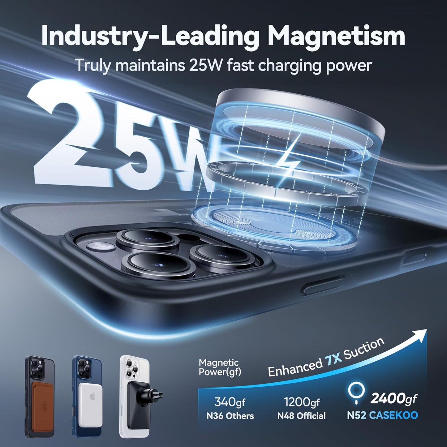 CASEKOO Designed for iPhone 16 Pro Max Case with Magnetic Invisible Stand [Military Drop Protection] [Compatible with MagSafe] Shockproof Slim Translucent Matte Promax Case 6.9 Inch, Black