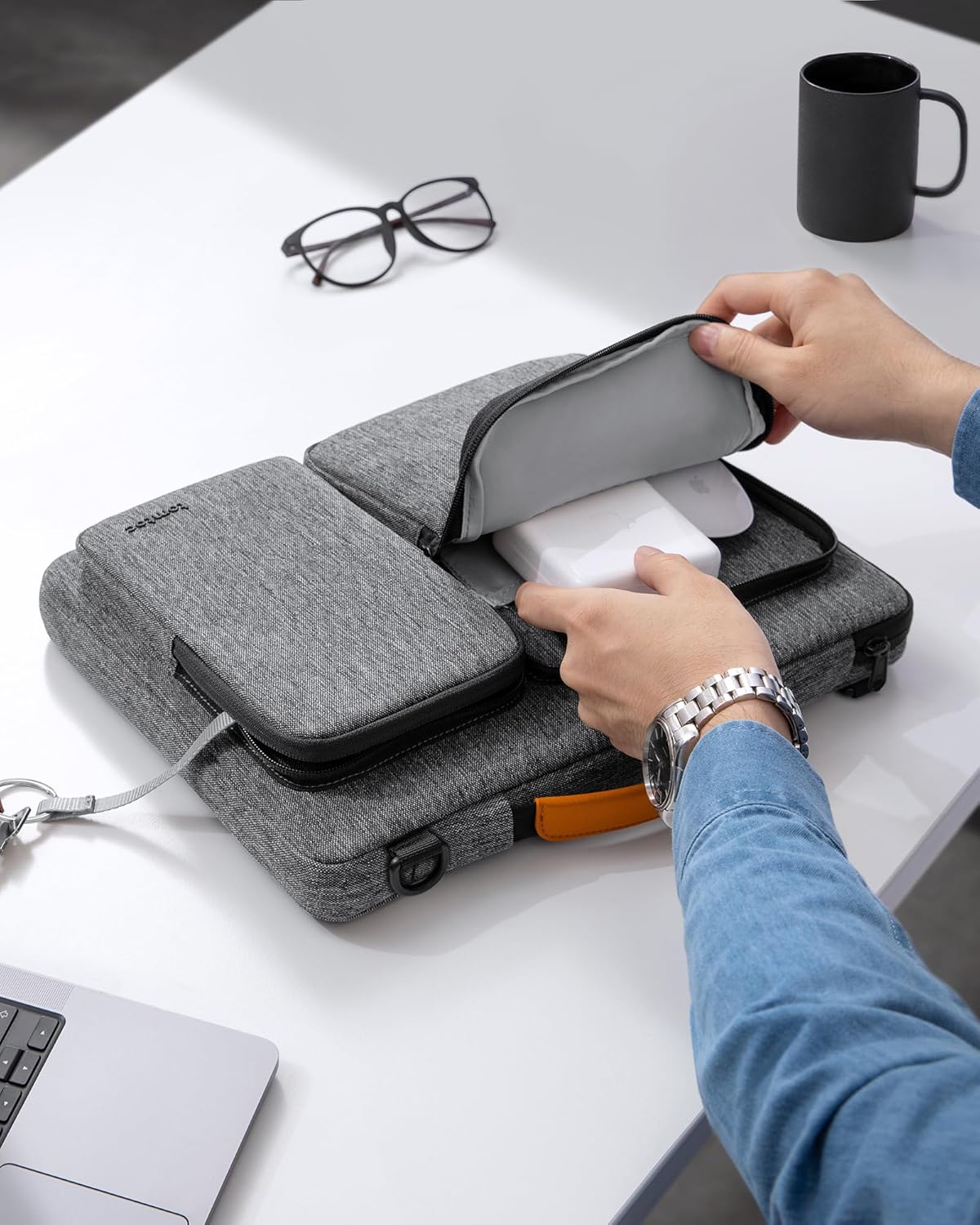 tomtoc 360 Protective Laptop Shoulder Bag for 15 Inch New MacBook Air M4/A3241 M3/A3114 M2/A2941 2025-2023, 15 Inch Microsoft Surface Laptop 6/5, Water-Resistant Accessory Case for MacBook Pro