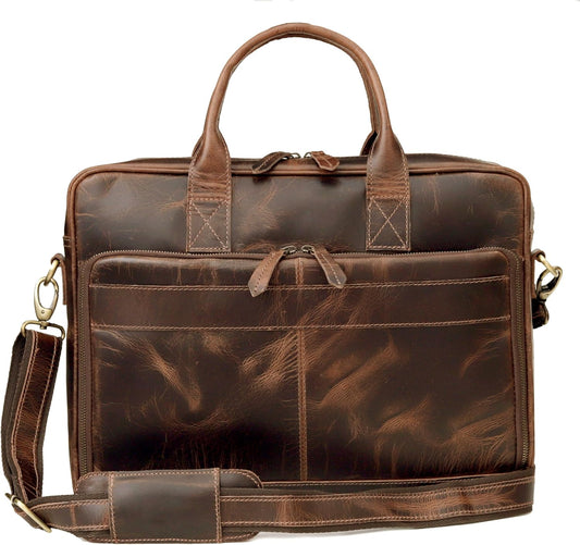 VC VINTAGE COUTURE Leather briefcase bag for men Leather Laptop Bags For Men and Women Travel Messenger Bag