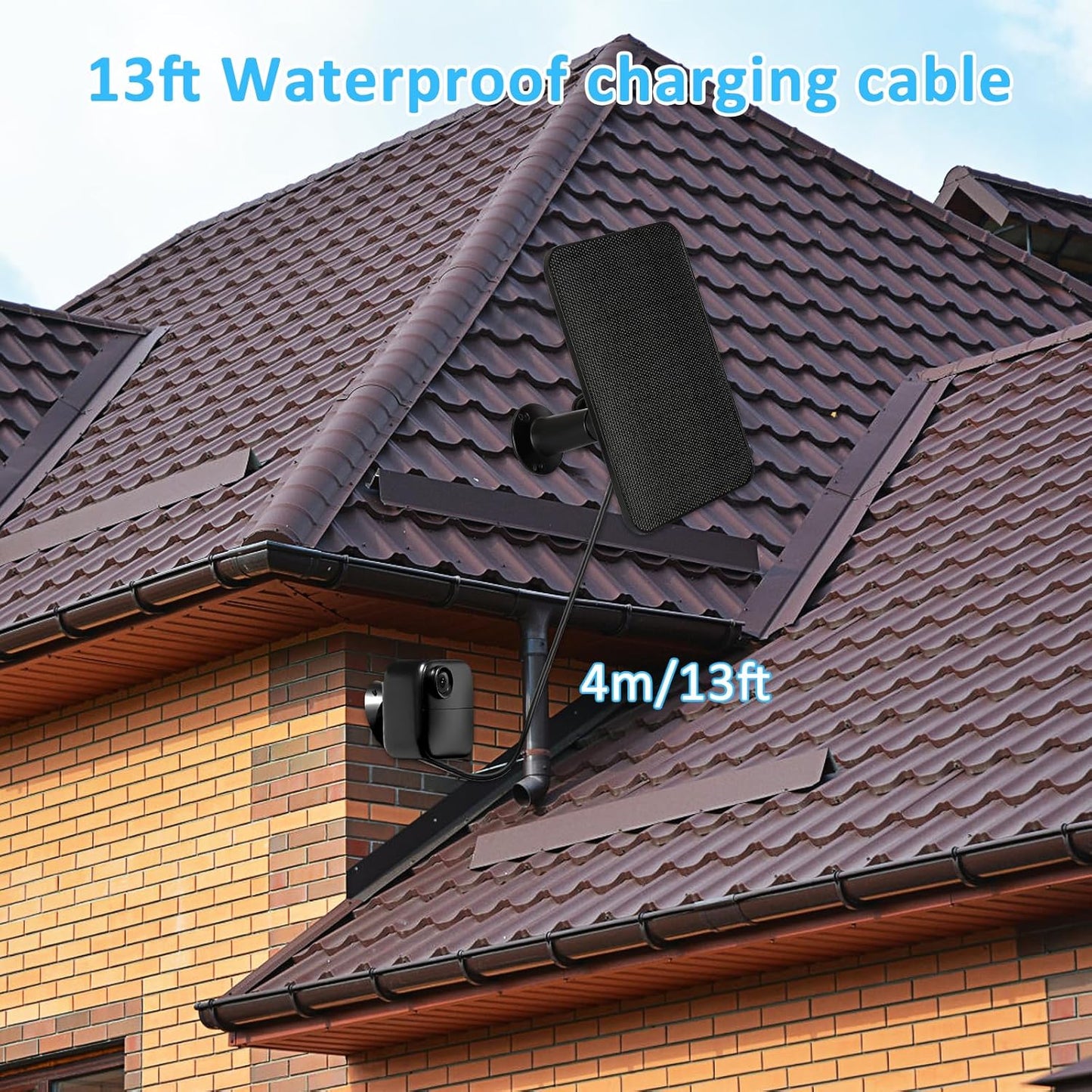 6W Solar Panel Charger for Blink Outdoor 4 (4th Gen), Solar Panel with 13.1ft Waterproof Charging Cable, Waterproof Rubber Plug, 360°Adjustable Mount and Micro USB and Type-C Port (for Blink 4-1PC)