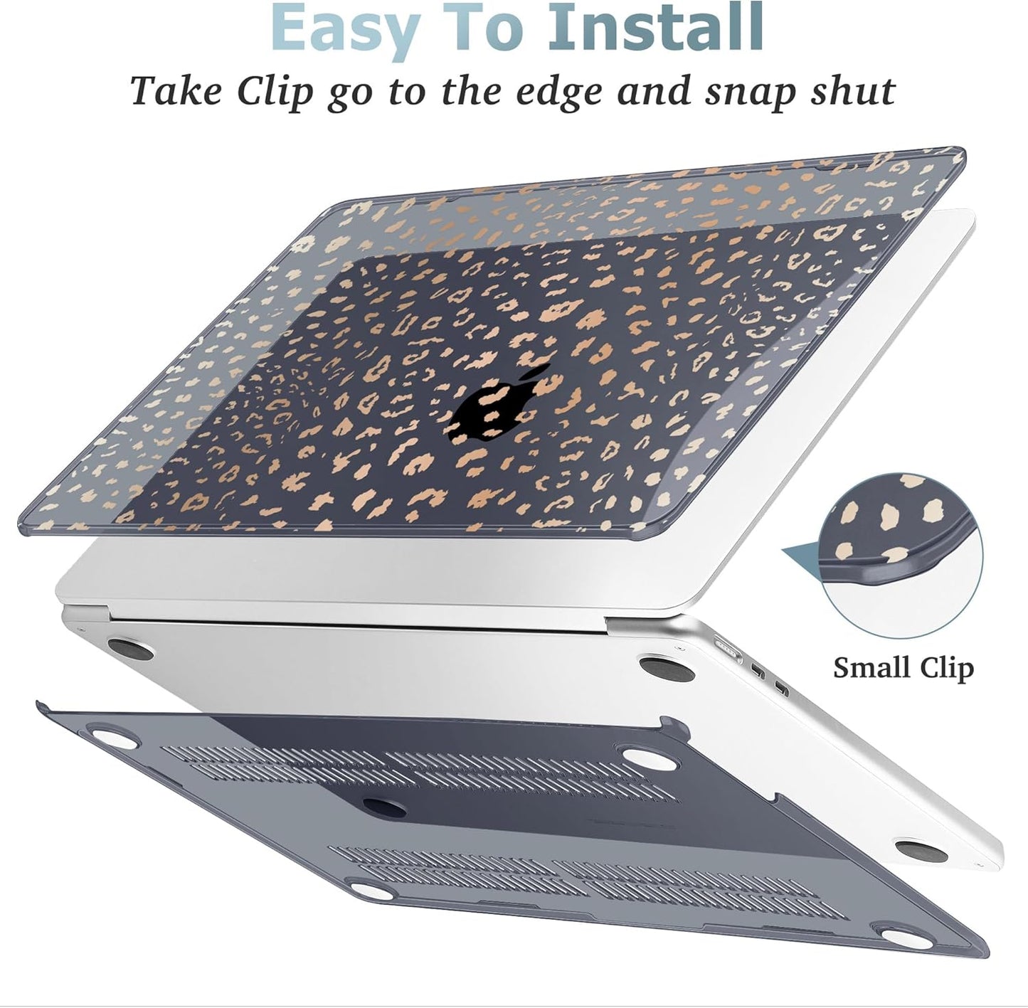 May Chen for MacBook Air 13.6 Inch Case 2025/2024/2023/2022 Release (Model A2681 A3113 A3240, M2 M3 M4 Chip) – Hard Shell Laptop Cover with Keyboard Cover & Screen Protector， Leopard Print