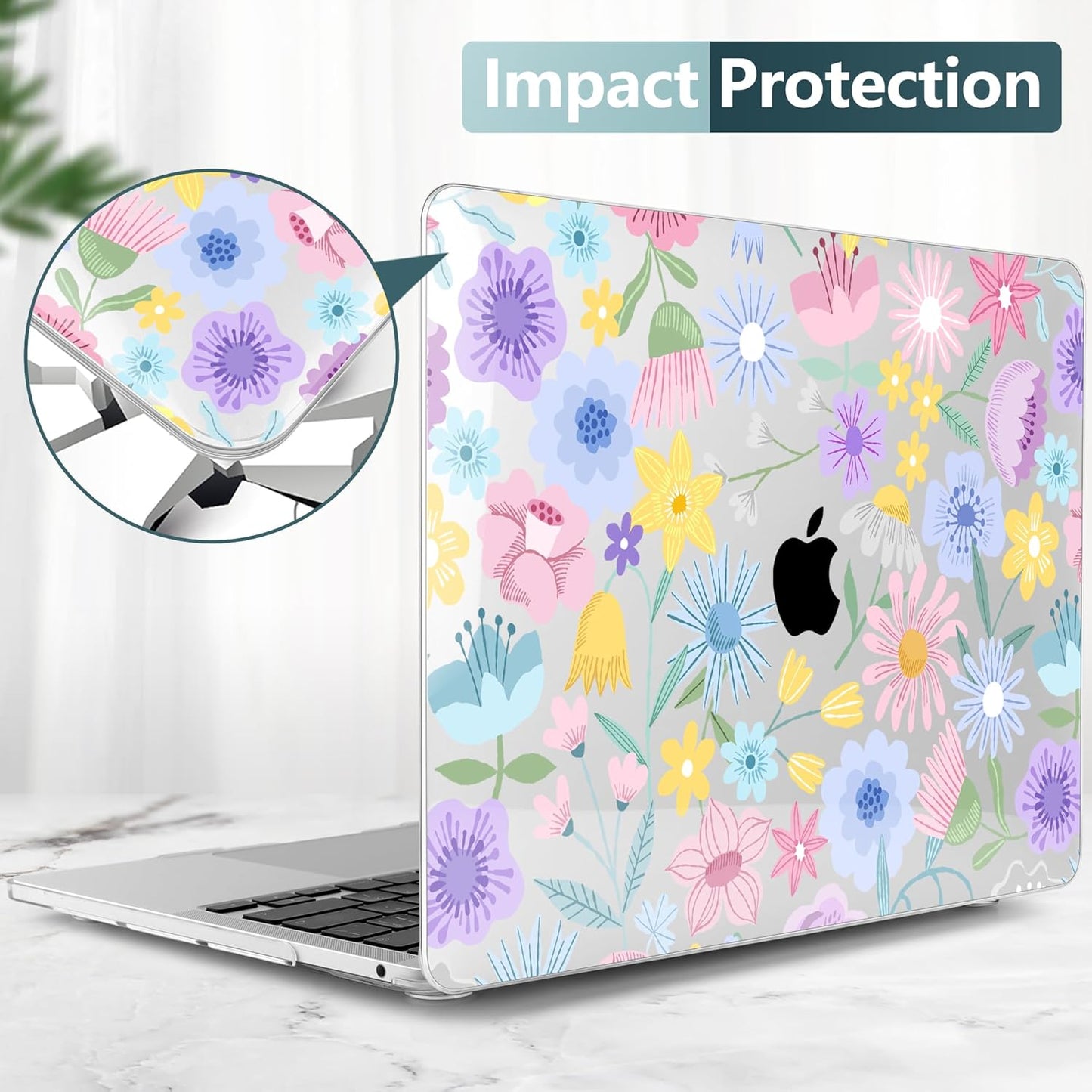 TWOLSKOO Compatible with MacBook Pro 13 inch Case 2023-2016 A2338 M2/M1 A2251 A2289 A2159 A1989 A1706, Plastic Hard Shell Cover & Keyboard Skin & Screen Protector, Spring Blooms