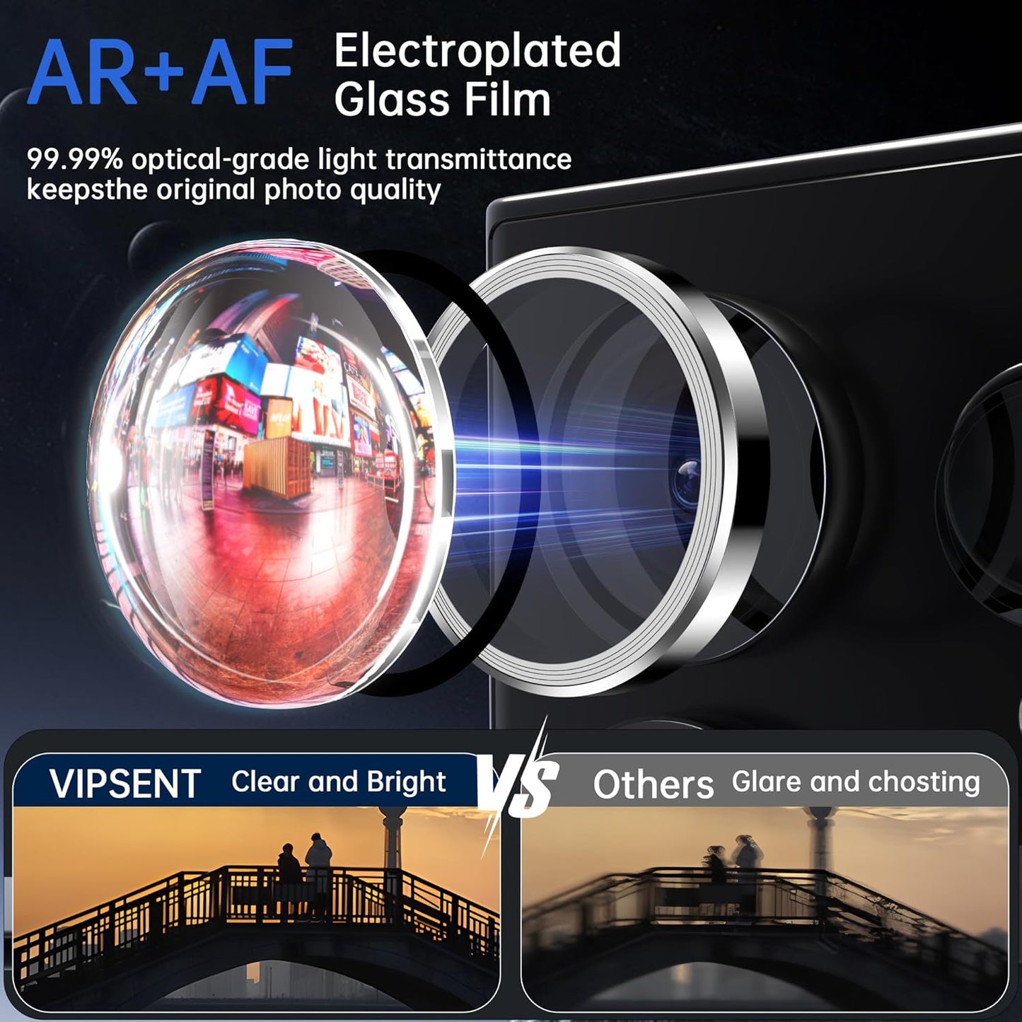 For Samsung Galaxy S24 Ultra Camera Lens Protector, Individual Lens Protector, Ultra HD 9H Tempered Glass Screen Protective Cover, Anti-scratch, Military Grade Drop Protection 2 Set. (Titanium Silver, S24 Ultra)