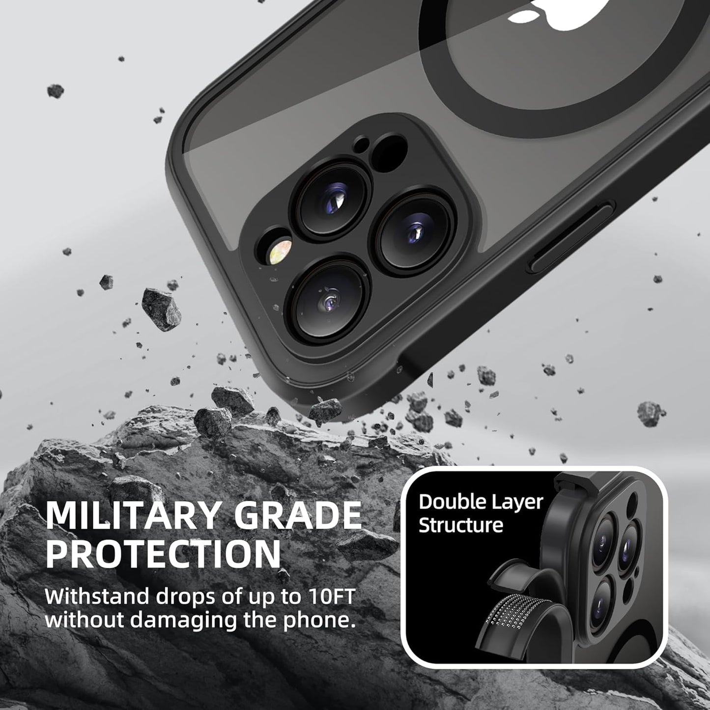 BERFY Magnetic for iPhone 16 Pro Max Case, Compatible with MagSafe, [Built-in 9H Tempered Glass Screen Protector & Upgraded Camera Protection] Full Body Shockproof Phone case for 16 ProMax,Black