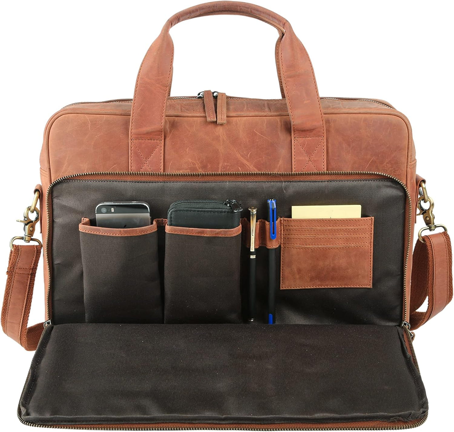 Leather briefcases Laptop Messenger Bags Best Office School College Satchel Bag for Men and Women