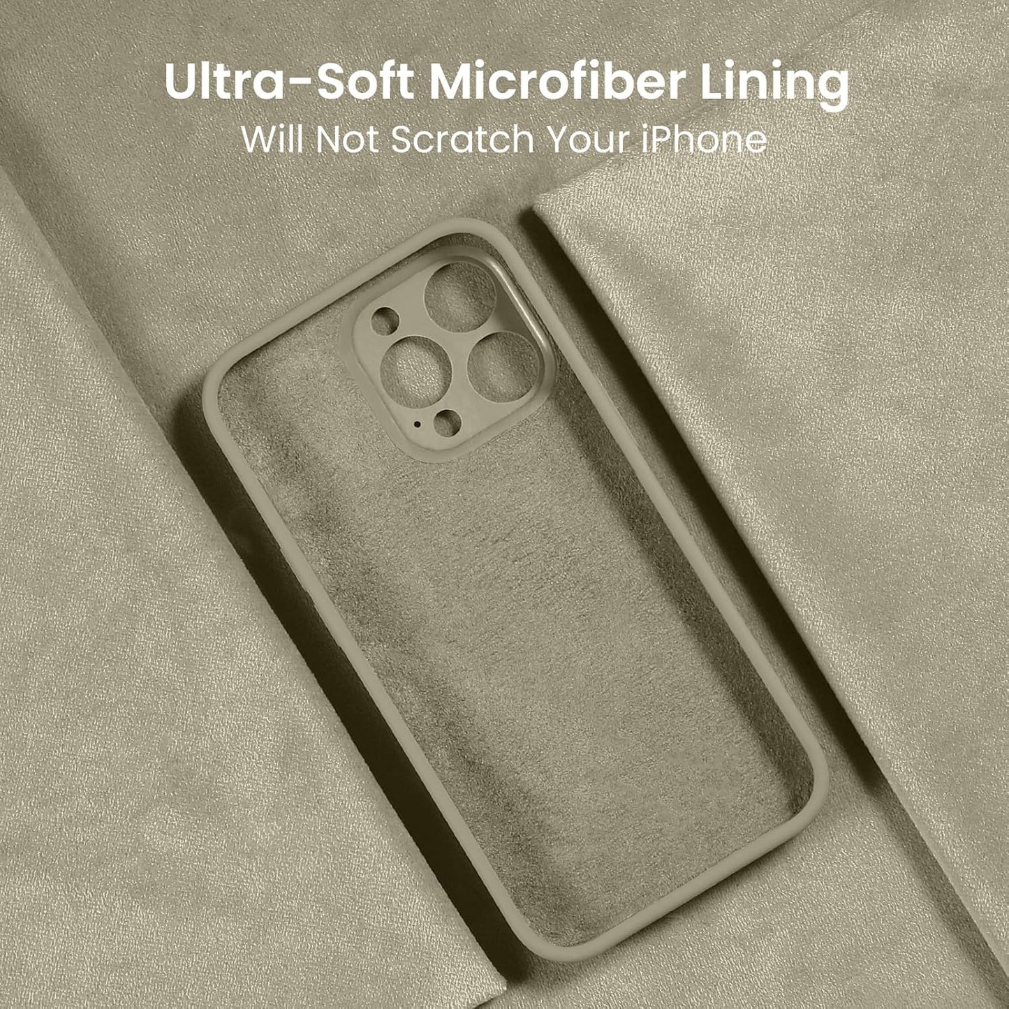 FireNova Designed for iPhone 15 Pro Max Case, Silicone Upgraded [Camera Protection] Phone Case with [2 Screen Protectors], Soft Anti-Scratch Microfiber Lining Inside, 6.7 inch, Khaki