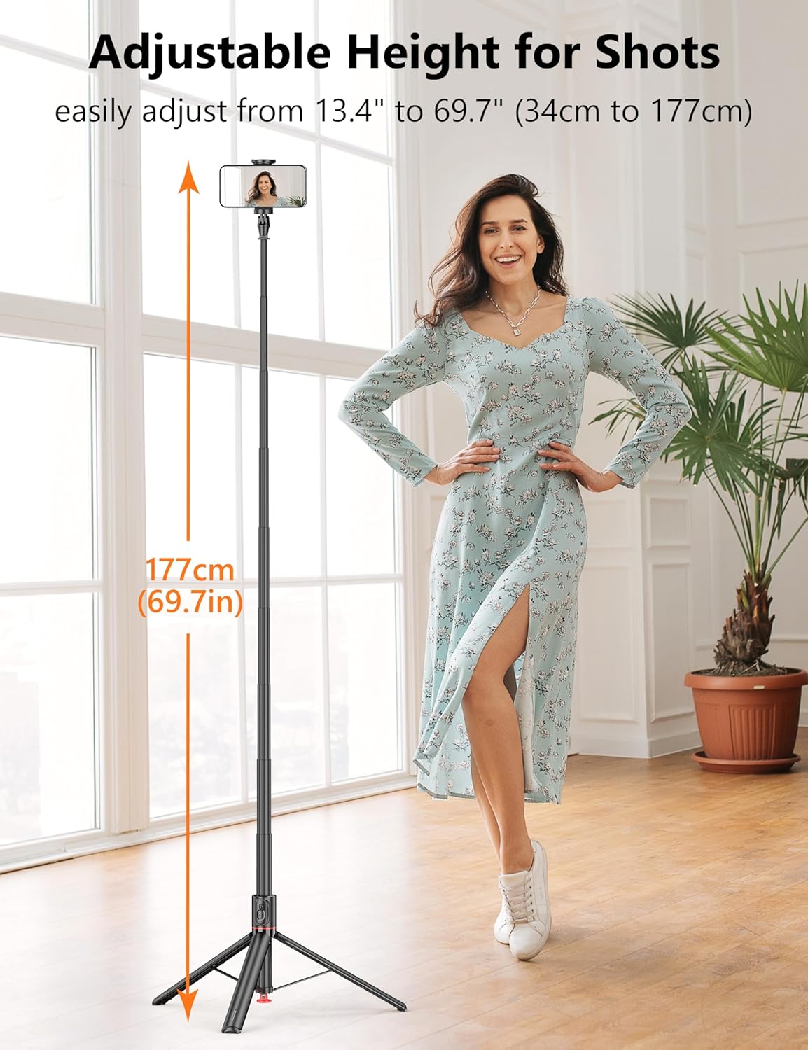 68" Automatic Tripod, Auto-Open Phone Tripod Stand with Magnetic Remote, All-in-1 Extendable Selfie Stick Travel Tripods for Cell Phone 360° Rotate Stable iPhone Selfie Stick for Video Recording