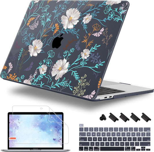 Case for MacBook Pro 13 inch with/Without Touch Bar (2016-2022, M2 A2338 M1 A2289 A2251 A2159 A1989 A1706 A1708), Hard Shell + Keyboard Cover + Dust Plug, Rustic Flowers