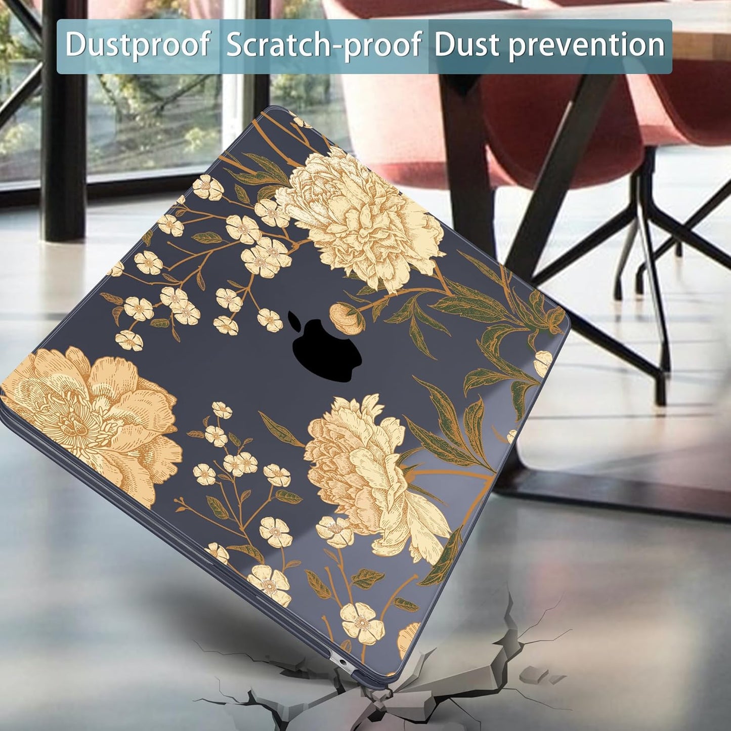 Mektron for 2025 M4 MacBook Air 13.6 Inch A3240 Case Fits 2023 A2681 M2 2024 A3113 M3 Chip with Liquid Retina Display, Printed Plastic Hard Shell Cover for MacBook Air 13.6", Peony Flowers C186