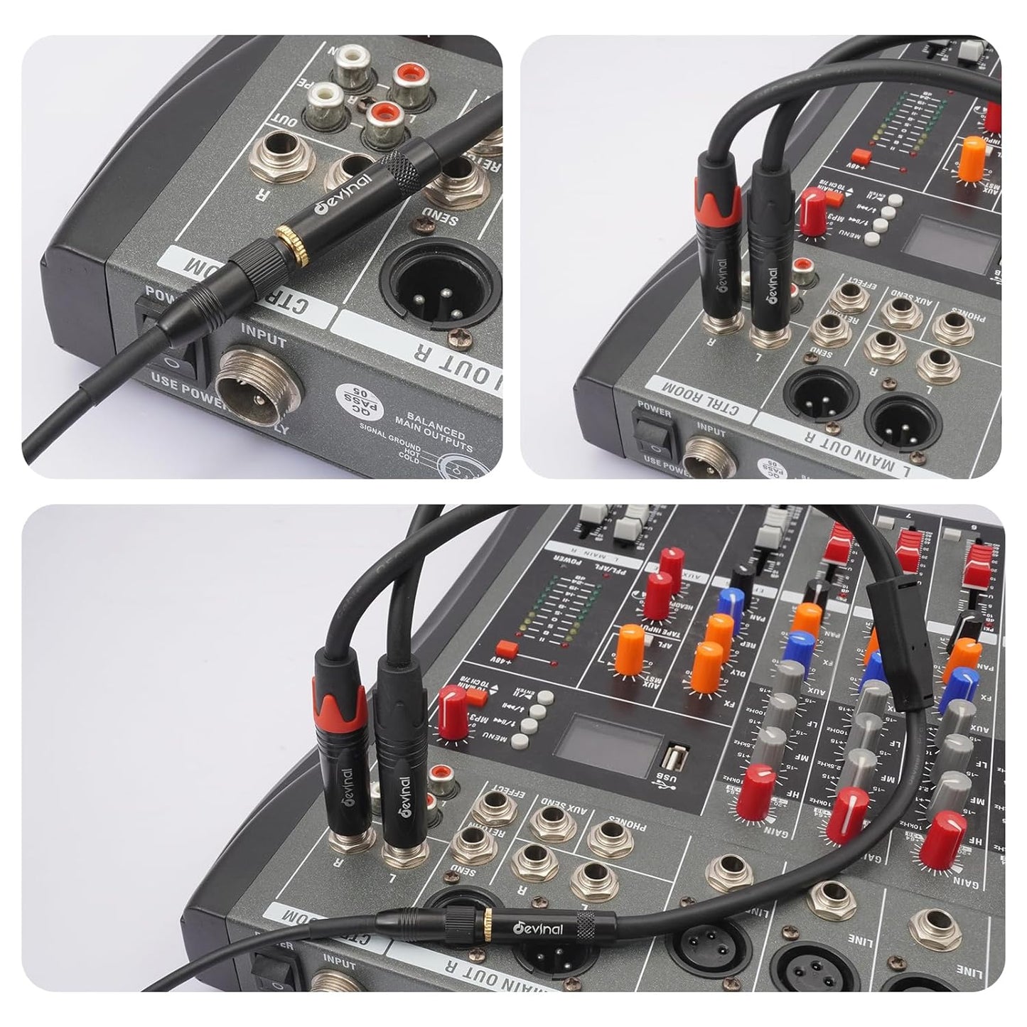 Devinal 3.5mm to Dual 1/4 Y Splitter Cable, 1/8" Female TRS to Dual 6.35mm TS Male Adapter, Female Mini Jack Stereo to 2 Quarter inch Mono Converter 1 feet