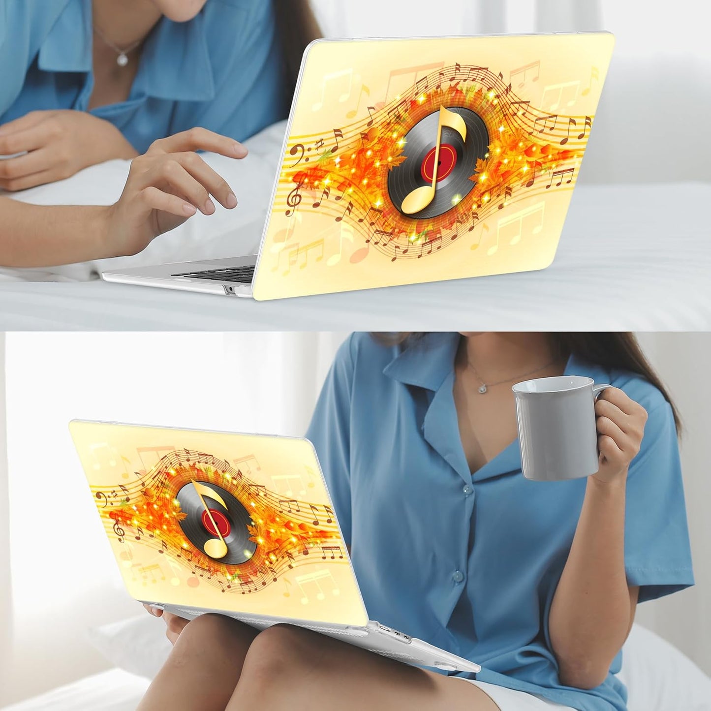 Mektron for 2025 M4 MacBook Air 13.6 Inch A3240 Case Fits 2023 A2681 M2 2024 A3113 M3 Chip with Liquid Retina Display Touch ID, Printed Plastic Hard Shell Cover for MacBook Air 13.6", Music Record