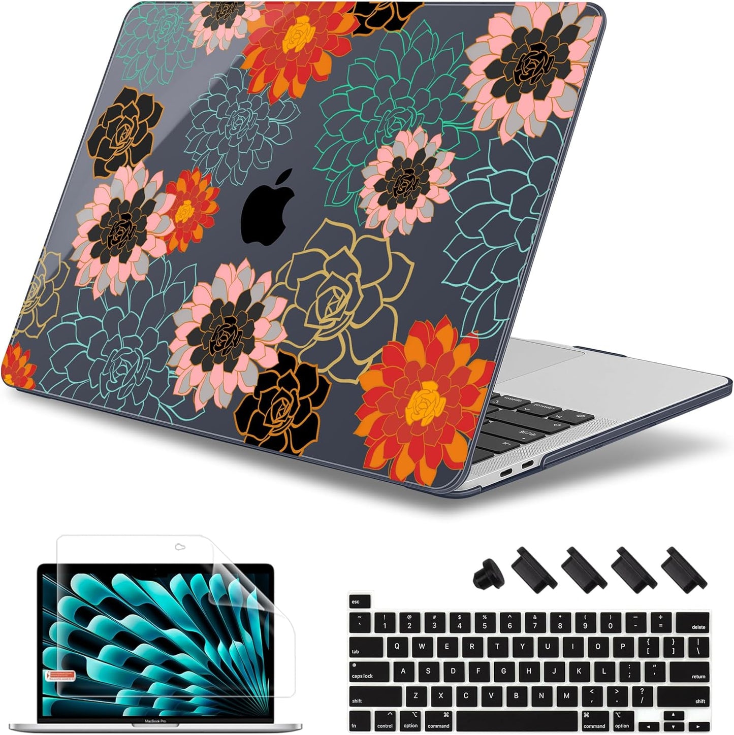 May Chen Case for MacBook Pro 13 inch M2 2023,2022,2021,2020 A2338 M1 A2251 A2289, Plastic Hard Shell Case for MacBook Pro 13" with Touch Bar Fits Touch ID, Flower