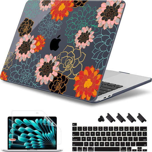 May Chen Case for MacBook Pro 13 inch M2 2023,2022,2021,2020 A2338 M1 A2251 A2289, Plastic Hard Shell Case for MacBook Pro 13" with Touch Bar Fits Touch ID, Flower