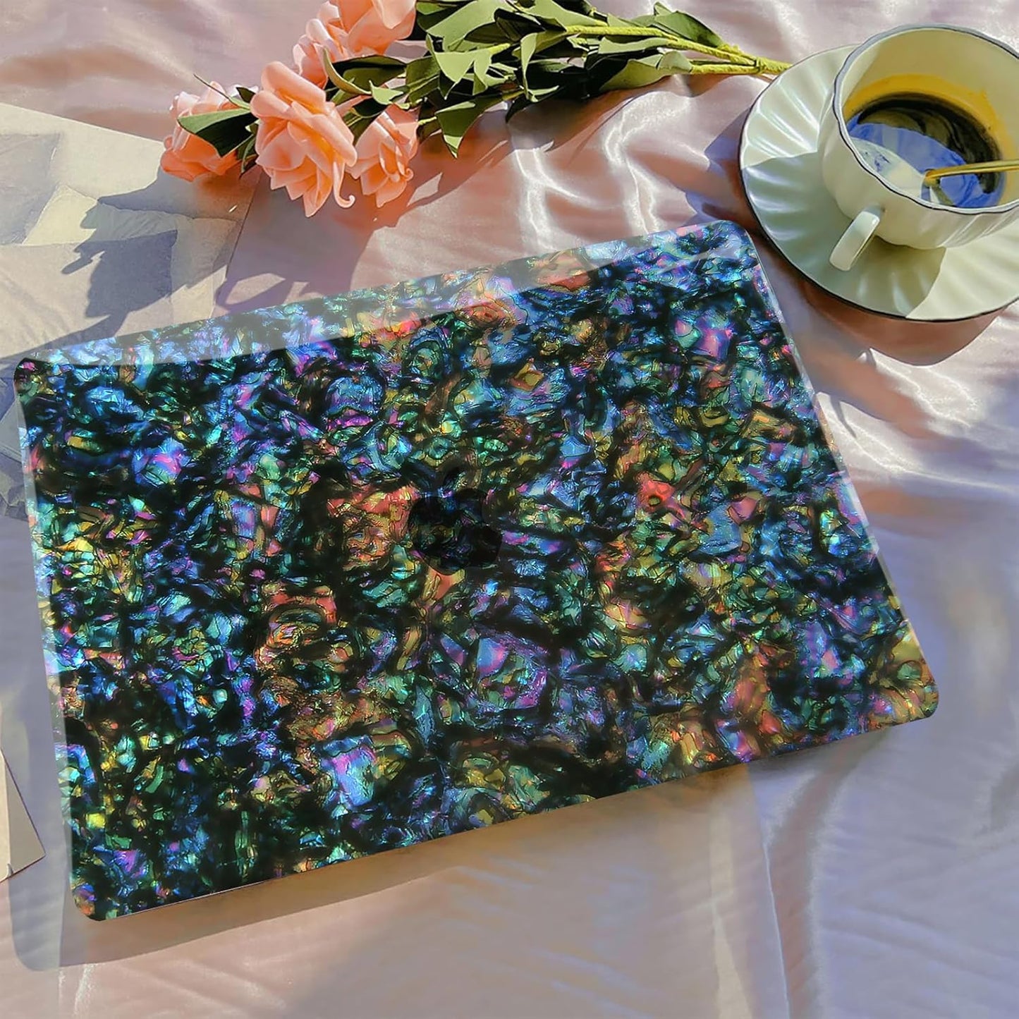 B BELK Compatible with MacBook Air 13 inch Case 2025 2024 2023 2022 M4 M3 M2 A3240 A3113 A2681, Plastic Hard Shell+Keyboard Cover+Screen Protector for MacBook Air 13.6 inch Case, Shiny Abalone Pearl