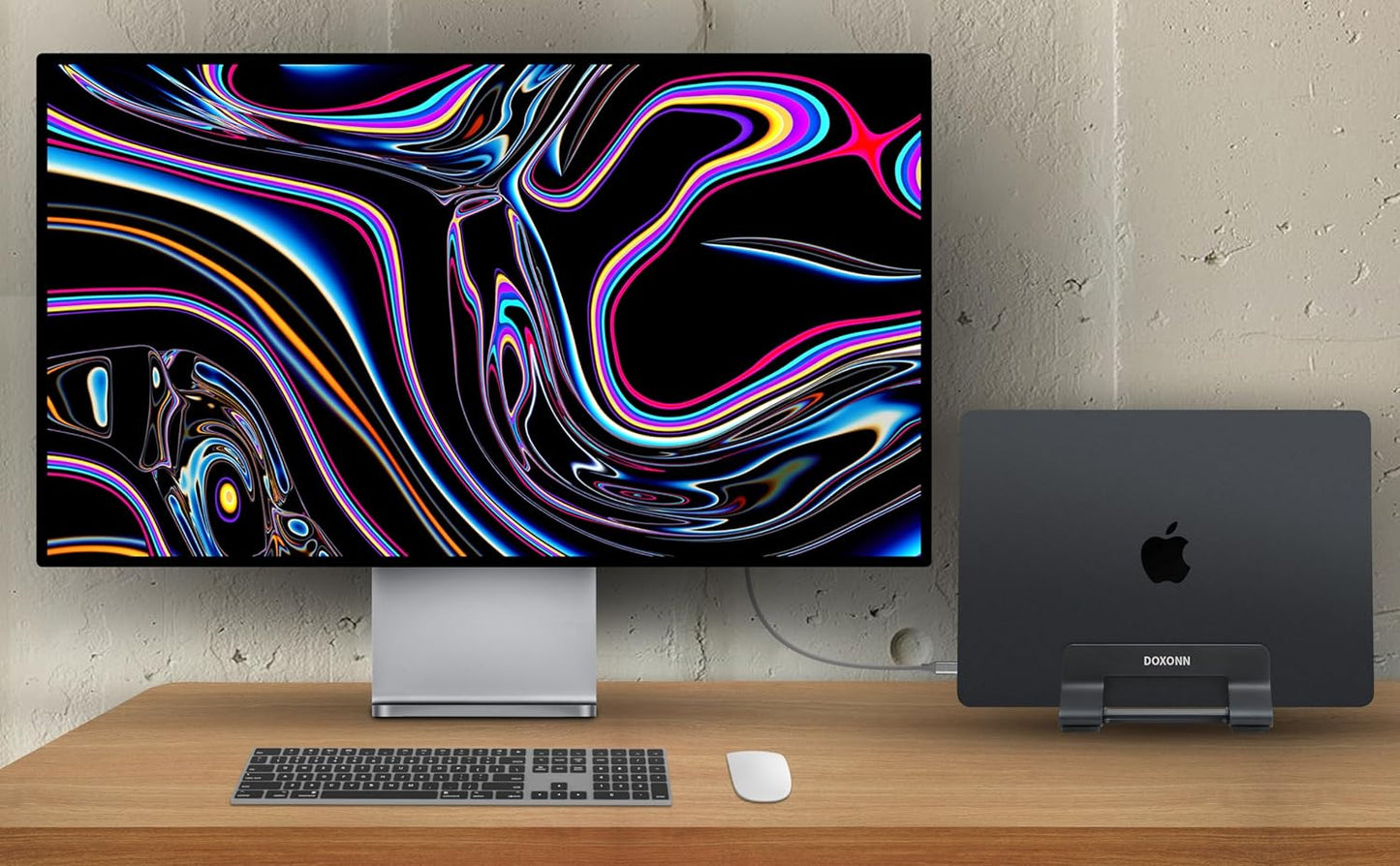 Aluminum Vertical Laptop Stand Dock Holder, Adjustable Slot Width 12-42mm, Space-Saving Upright Storage for MacBook and Laptops