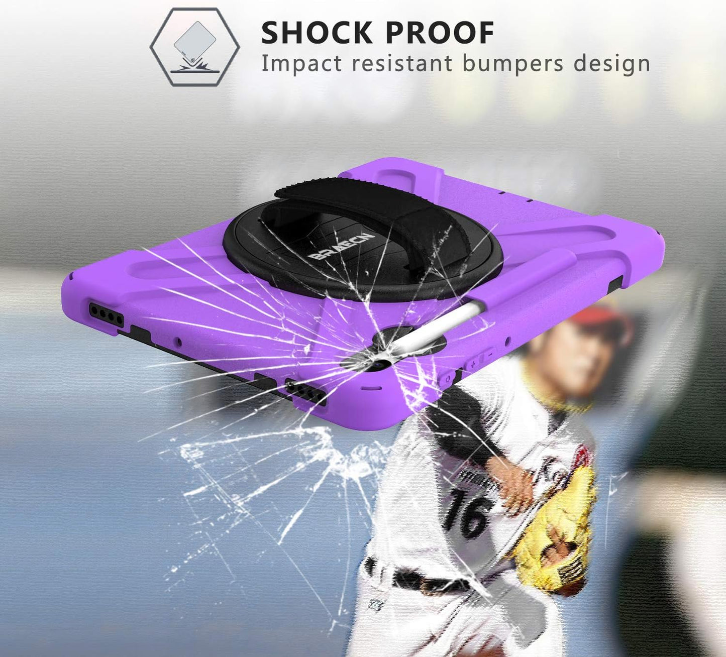 BRAECN Case for Galaxy Tab S6 10.5 2019,Hybrid Heavy Duty Shockproof Case with [Pen Holder][Handle Grip Strap][Rotating Stand][Shoulder Strap]for Galaxy Tab S6 10.5 inch SM-T860/T865/T867 2019-Purple