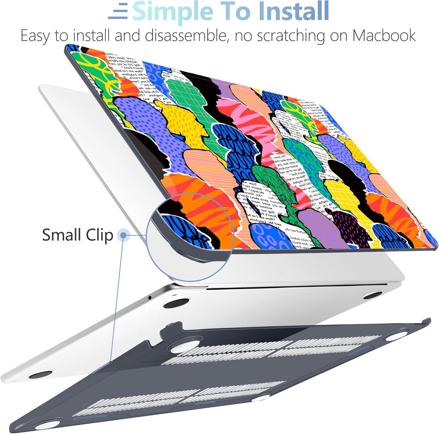 MEEgoodo for M4/M3/M2 MacBook Air 15.3 inch Case 2025 2024 2023, Case Fit Model (A3241/A3114/A2941) for MacBook Air 15 inch, Laptop Hard Shell with Keyboard Cover, Diverse People Abstract Art