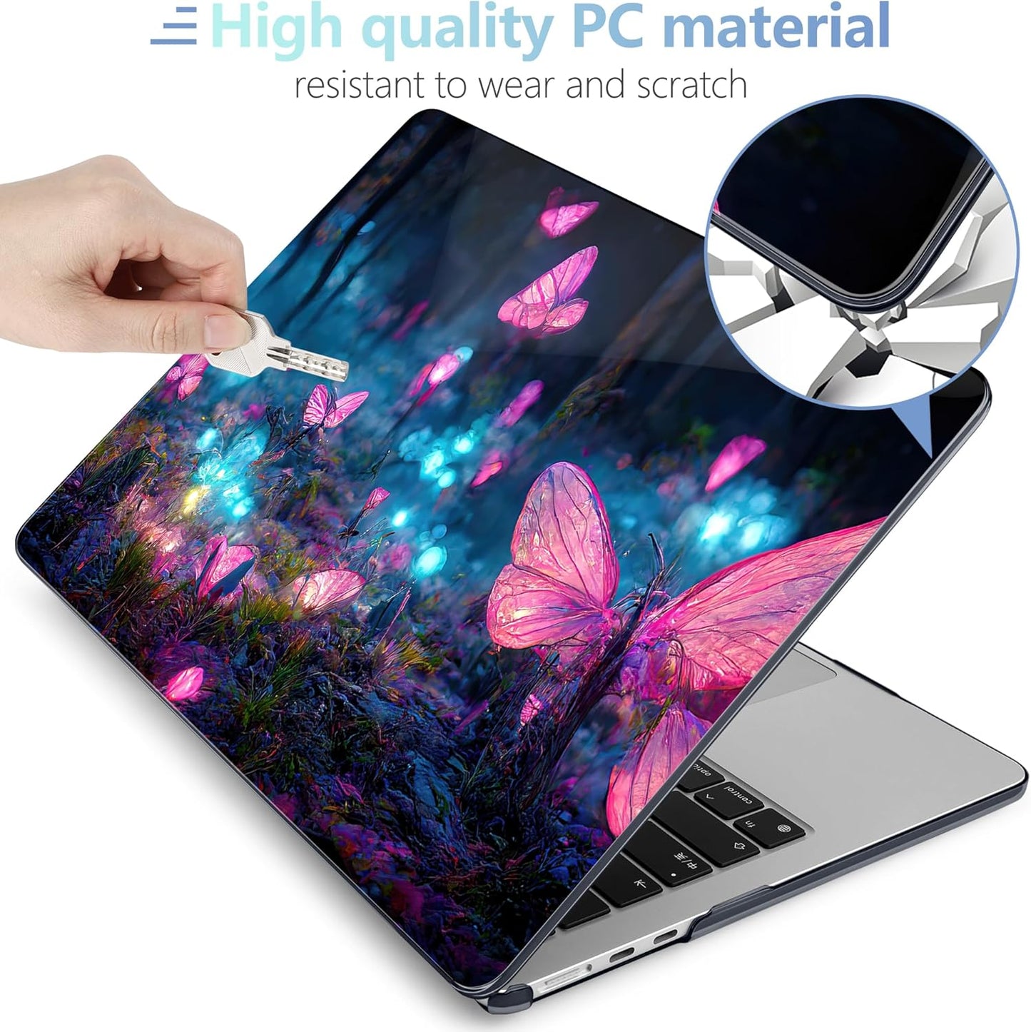 MEEgoodo for M4/M3/M2 MacBook Air 15.3 inch Case 2025 2024 2023, Case Fit Model (A3241/A3114/A2941) for MacBook Air 15 inch, Laptop Hard Shell with Keyboard Cover, Fantasy Forest