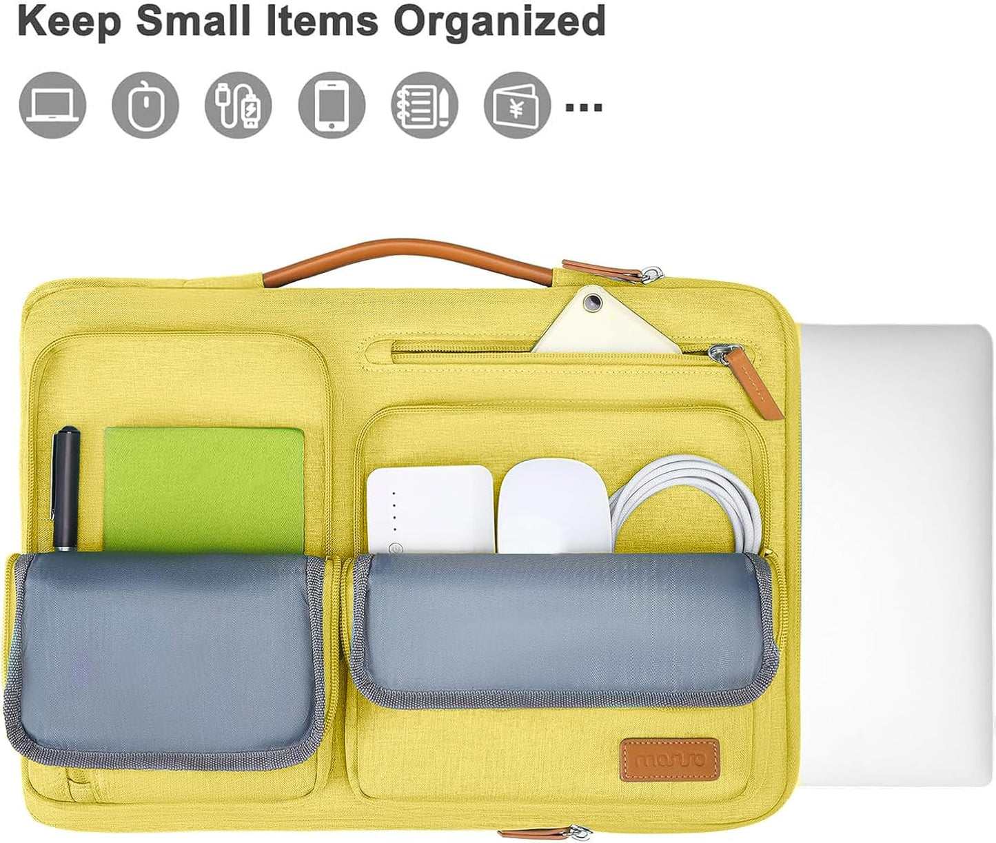 MOSISO 360 Protective Laptop Case 13.3 inch, 13-13.3 inch Laptop Sleeve Compatible with MacBook Air/Pro 13 / Pro 14,HP Dell Acer ASUS,Side Open Carrying Case with 4 Zipper Pockets&Handle, Yellow