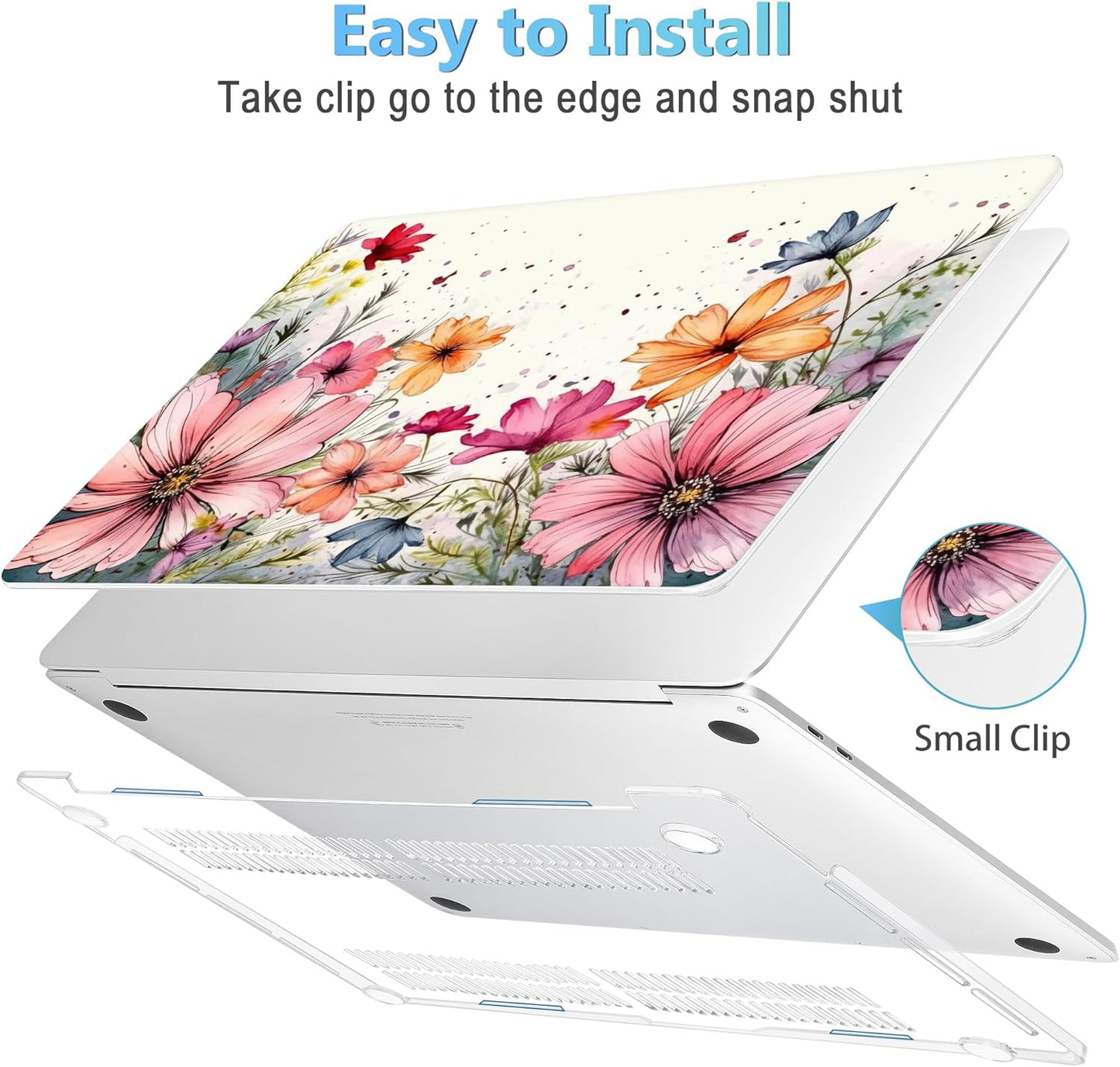 Mektron Designed Case for MacBook Pro 16 Inch A2141 Cover 2019 Release 16" with Liquid Retina Display/Touch ID, Plastic Hard Shell with Keyboard Skin & Screen Protector & Dust Plug, Colorful Floral