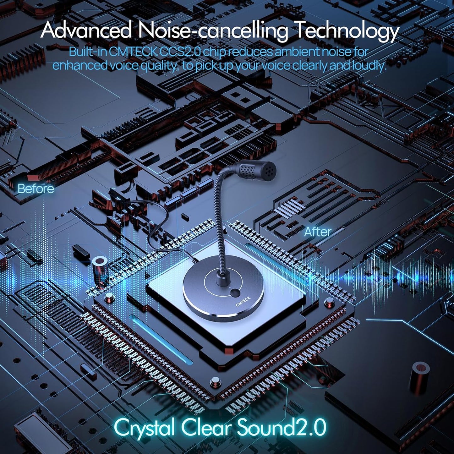 CMTECK USB Computer Microphone G009, Noise-Cancelling Recording Desktop Mic for PC/Laptop for Online Chatting, Home Studio, Podcasting, Gaming, Skype, YouTube with Mute Function(Windows/Mac) (Gray)