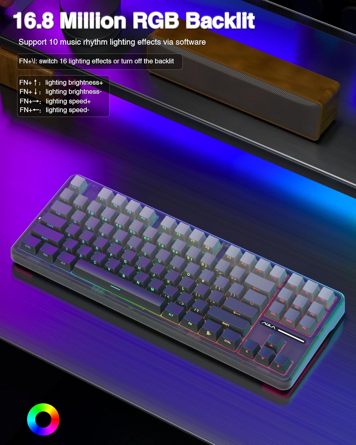 AULA F87 Pro Wireless Mechanical Keyboard,Tri-Mode BT5.0/2.4GHz/USB-C Hot Swappable Custom Keyboard,Pre-lubed Switches,Side Printed PBT Keycaps,75% TKL RGB Backlit Gaming Keyboards