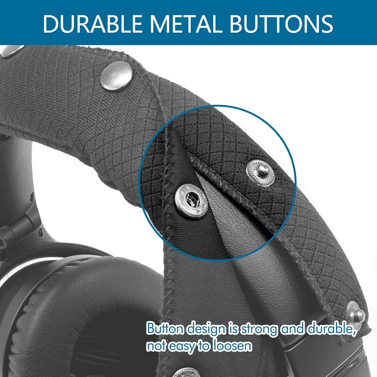 GEVO Replacement Headphone Headband Cover for Bose QC35,QC25,Beats Studio2/ 3,Skullcandy,JBL,Jlab Headphones,Headband Cushioning Pad Protects Repair Parts,Easy Installation,No Tools Required (Black)