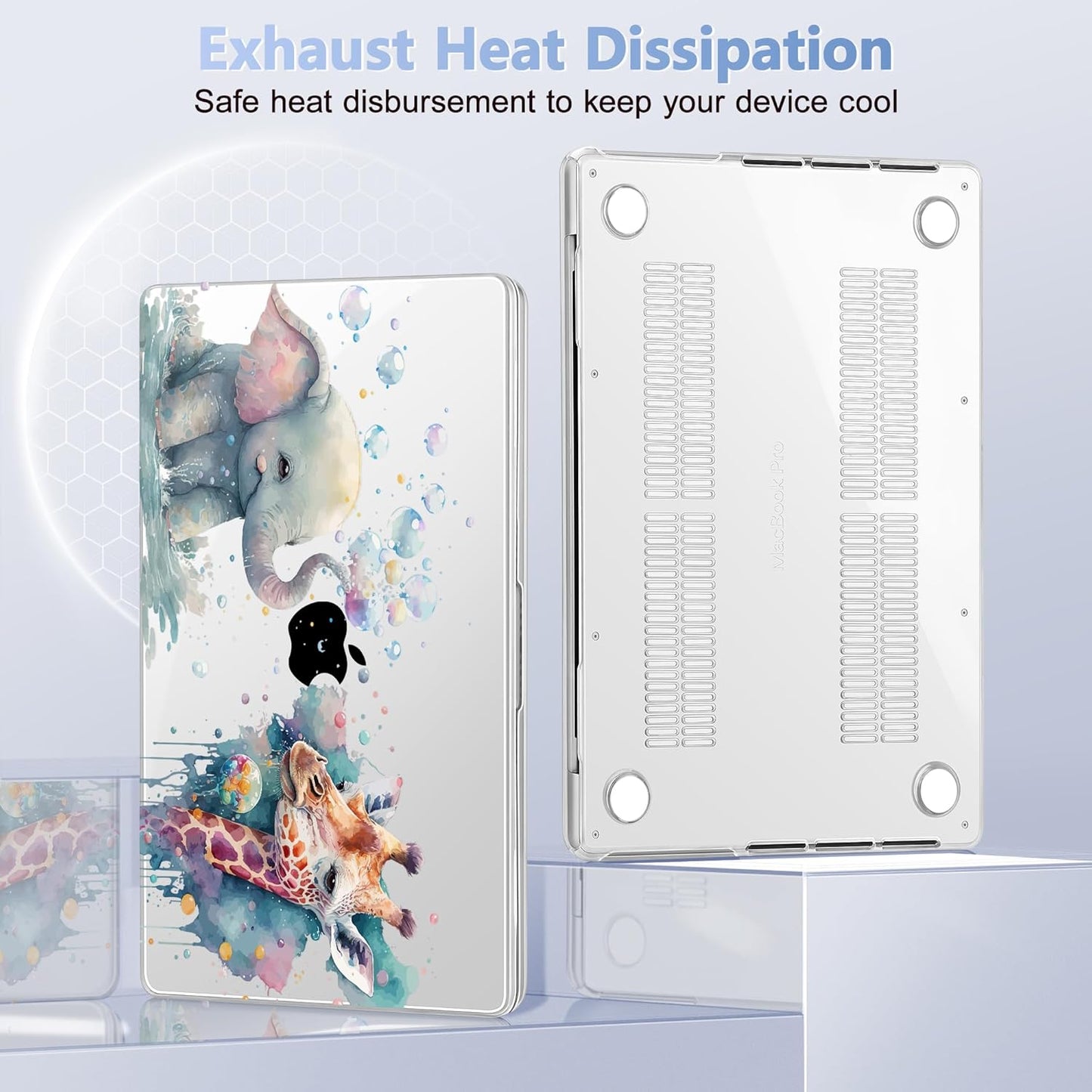 for MacBook Pro 16 inch Case 2021 2022 2023 2024 Release A3186 A3403 M4 A2991 M3 A2780 M2 A2485 M1 Pro/Max, Hard Shell Case with Screen Protector & Keyboard Cover, Elephant & Giraffe