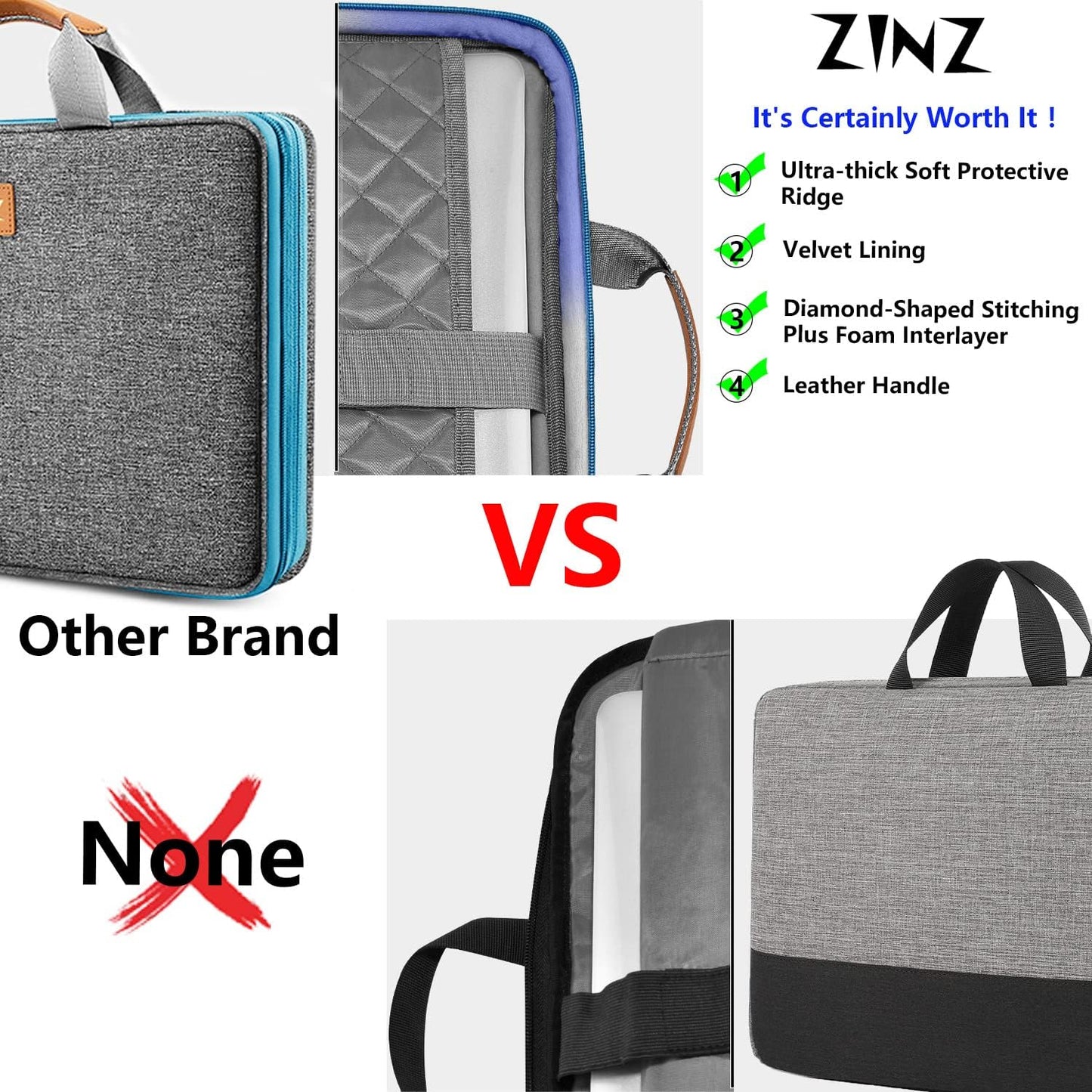 ZINZ Slim Expandable 13 13.3 13.6 14 Laptop Case Sleeve Compatible with MacBook Air/Pro 13-14 M1 M2 M3 2021-2023 Pro/Max,13.5 Surface Laptop 4/3,L01G02