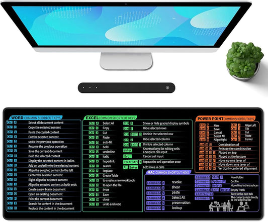 Galdas Gaming Mouse Pad XXL XL Large Long Extended Big Mousepad Non-Slip Rubber Keyboard Desk Pad with Stitched Edges for Laptop Home Office (31.5x11.8x0.08 Inch) … (Shortcut Keys Mac)
