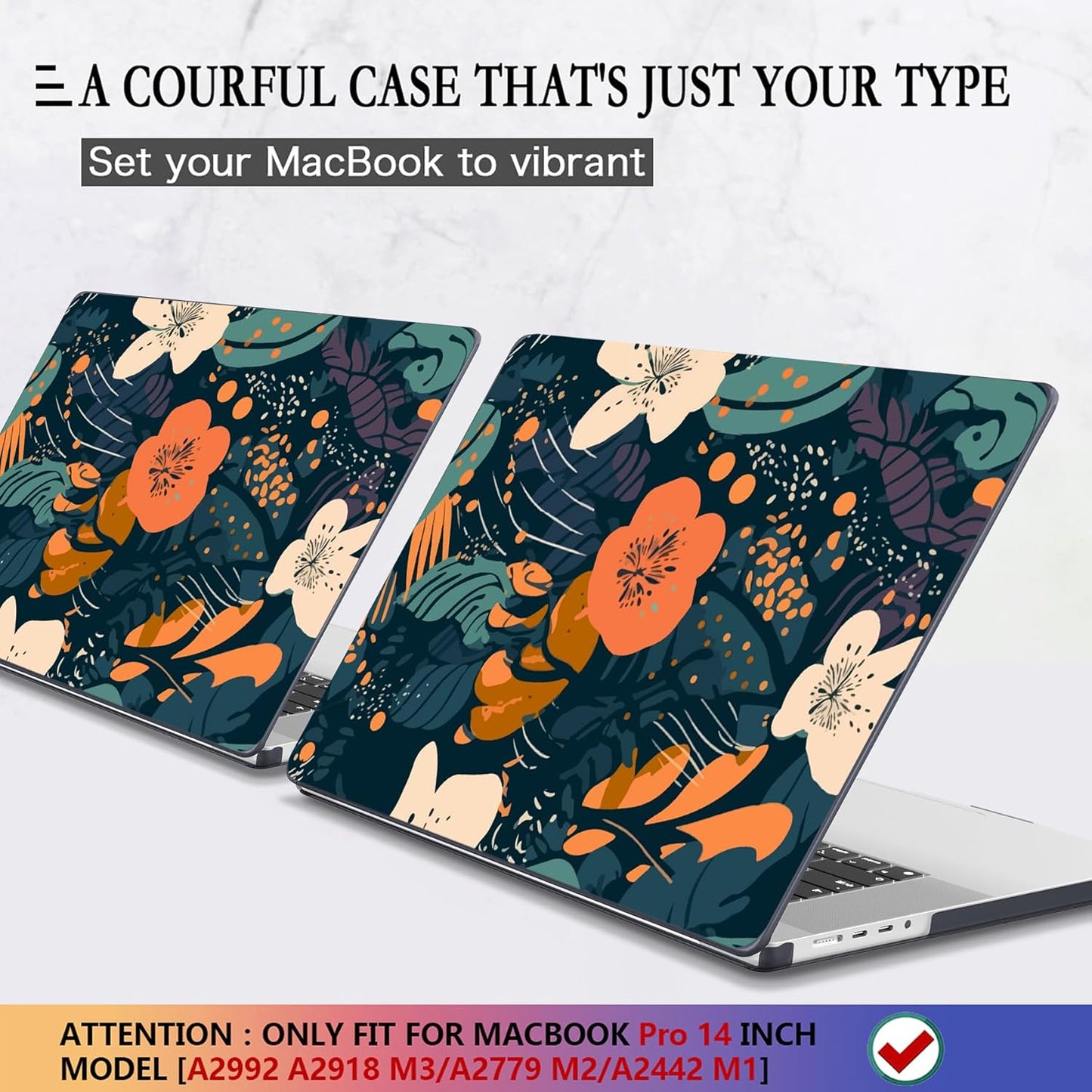 CISSOOK Compatible with MacBook Pro 14 inch Case 2024 2023 2022 2021 Release M4 A3112 A3185 A3401 M3 A2992 A2918 M2 A2779 M1 A2442 Pro Max Chip, Pro 14-inch Plastic Hard Shell Case, Little Flower