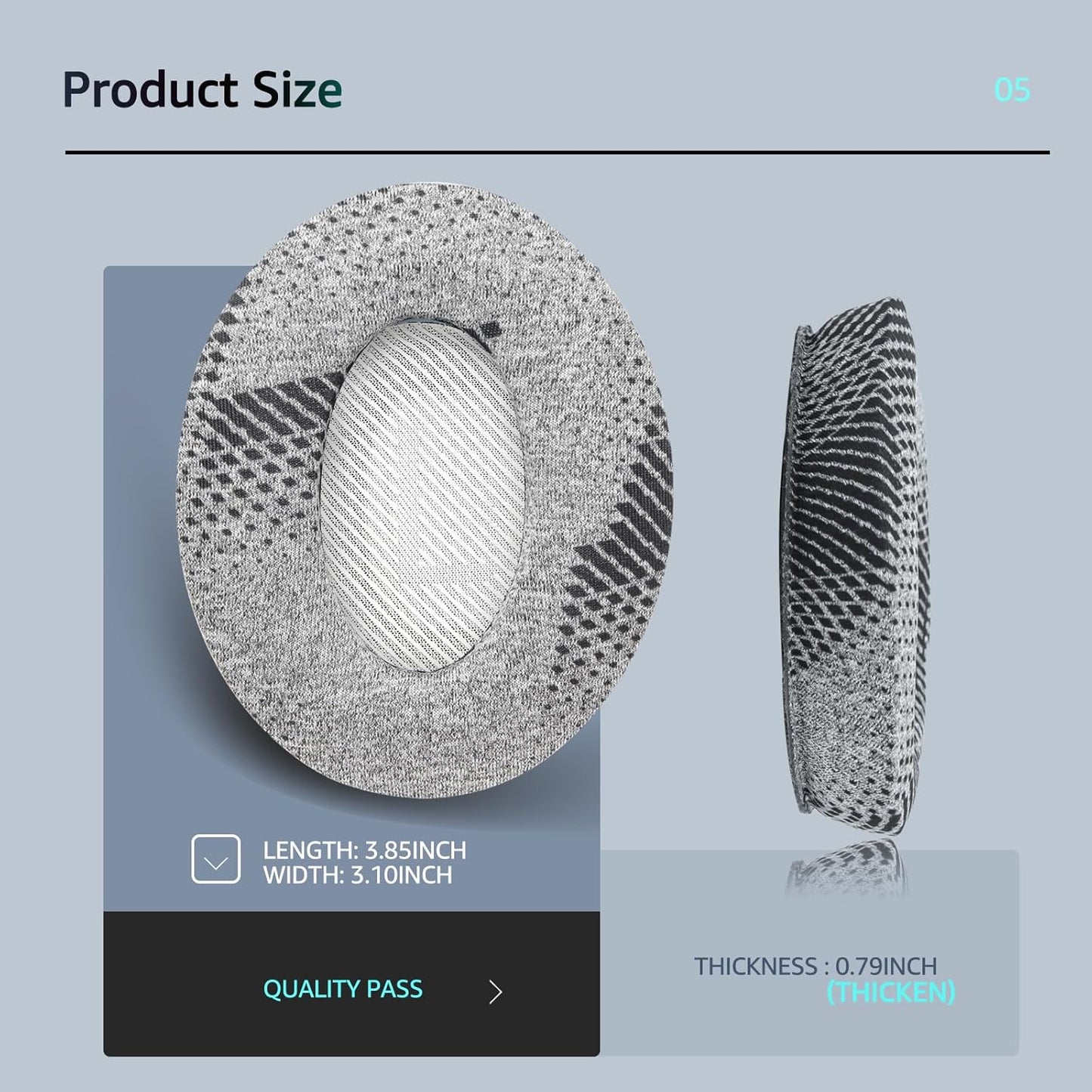 Cooling-Gel QuietComfort 35 / QC35 ii Replacement Ear Pads for Bose Headphones, Also Fit for Bose QC45 QC35 QC25 QC2 QC15/ Around-Ear 2 AE2i AE2w/ SoundTrue & SoundLink Series, White