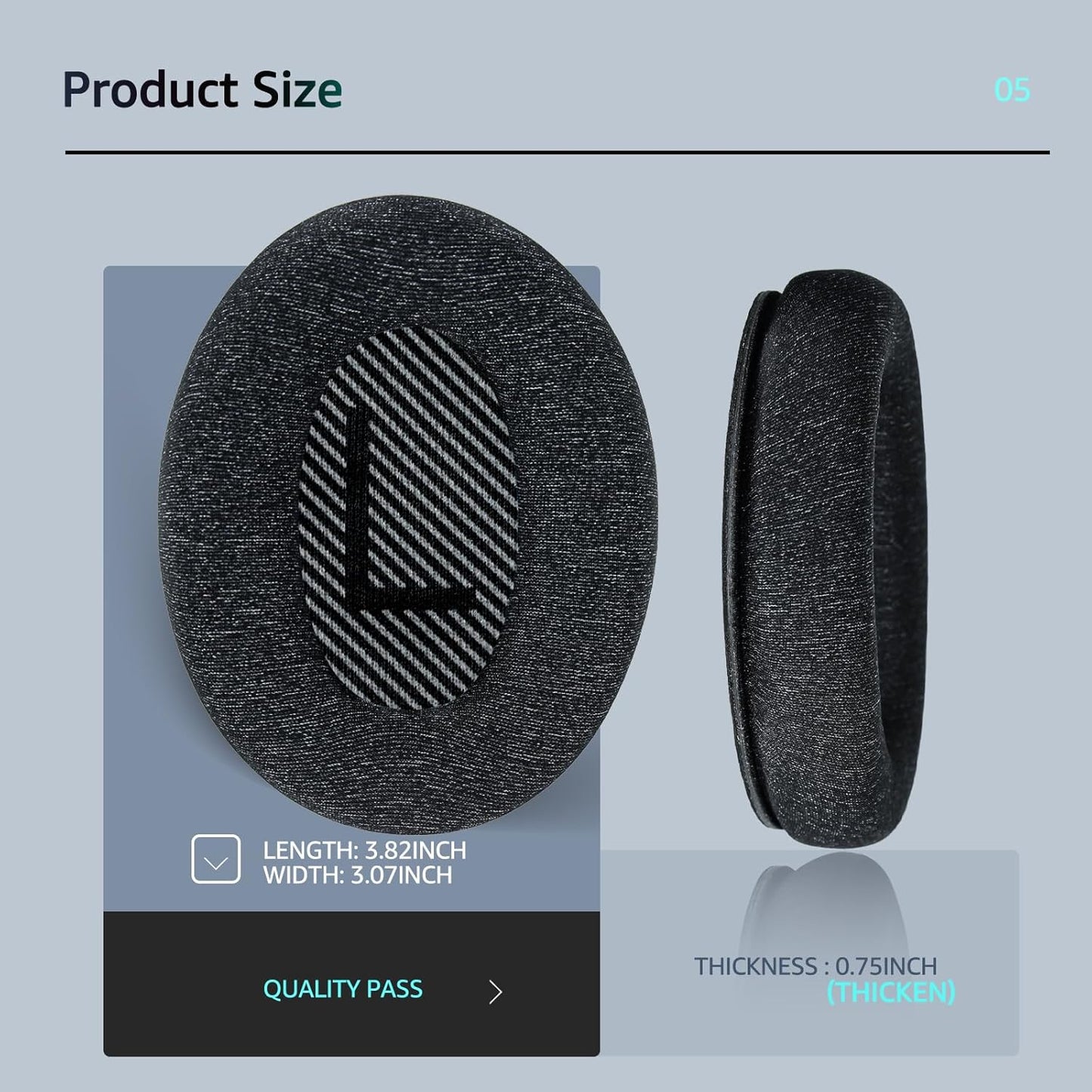 Fabric Comfort - Wzsipod Ear Pads for Bose QuietComfort 35/ QC35ii Headphones, Compatible with QC45 QC25 QC2 QC15 & More Series, Replacement Exclusive Styles, S2