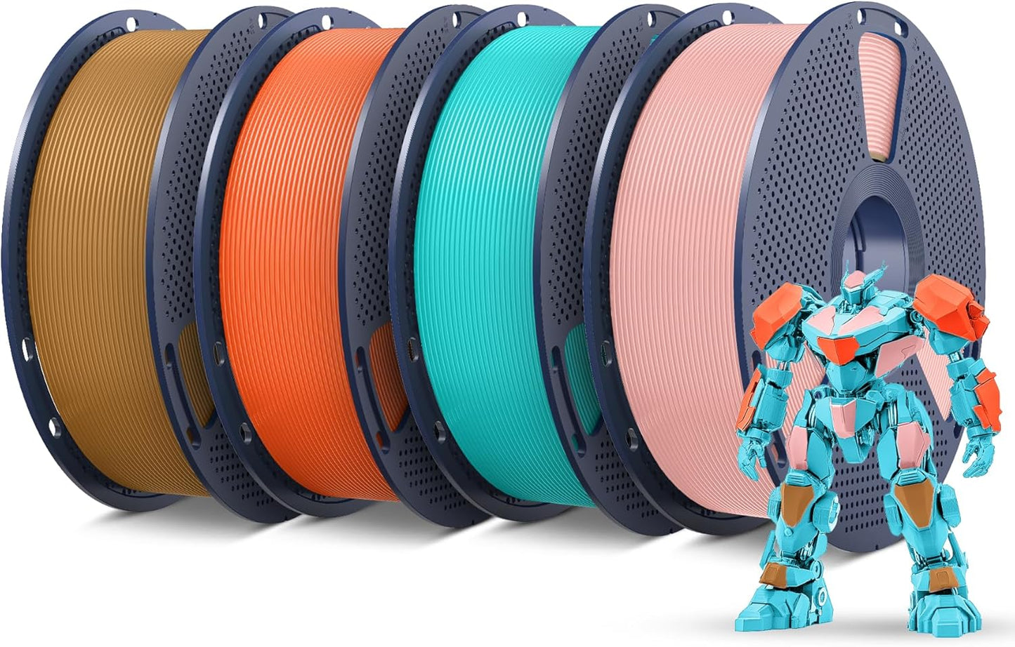 SUNLU PETG Filament 1.75mm 4KG Bundle, Less Stringing and Good Layer Adhesion, 3D Printer Filament 4kg, 1kg per Spool, Pack of 4, 4 Colors, Sky Blue+Sakura Pink+Sunny Orange+Chocolate