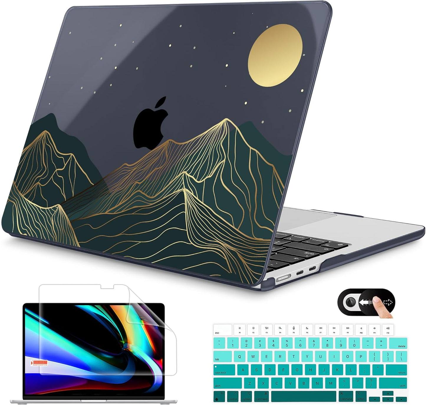 Mektron for 2025 M4 MacBook Air 13.6 Inch A3240 Case Fits 2023 A2681 M2 2024 A3113 M3 Chip with Liquid Retina Display, Printed Plastic Hard Shell Cover for MacBook Air 13.6", Abstract Mountain C112