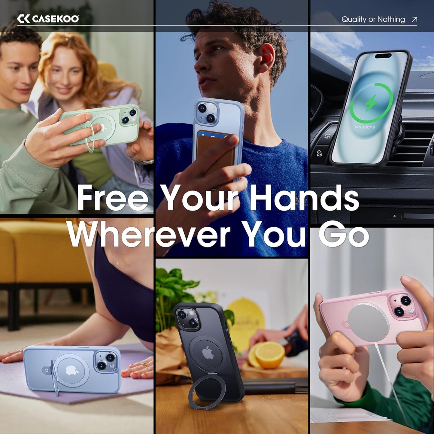 CASEKOO Designed for iPhone 15 Case with Magnetic Invisible Stand [Military Drop Protection] [Compatible with MagSafe] Shockproof Slim Translucent Matte Case 6.1 Inch, Pink