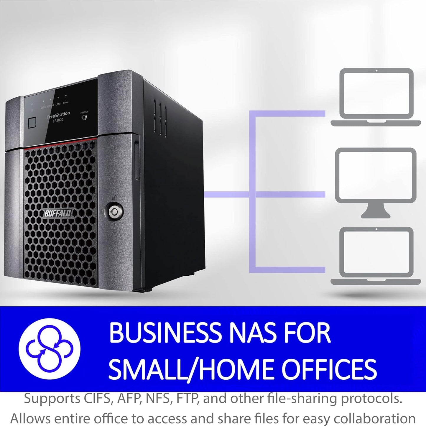 BUFFALO TeraStation Essentials 4-Bay Desktop NAS 8TB (4x2TB) with HDD Hard Drives Included 2.5GBE / Computer Network Attached Storage/Private Cloud/NAS Storage/Network Storage/File Server