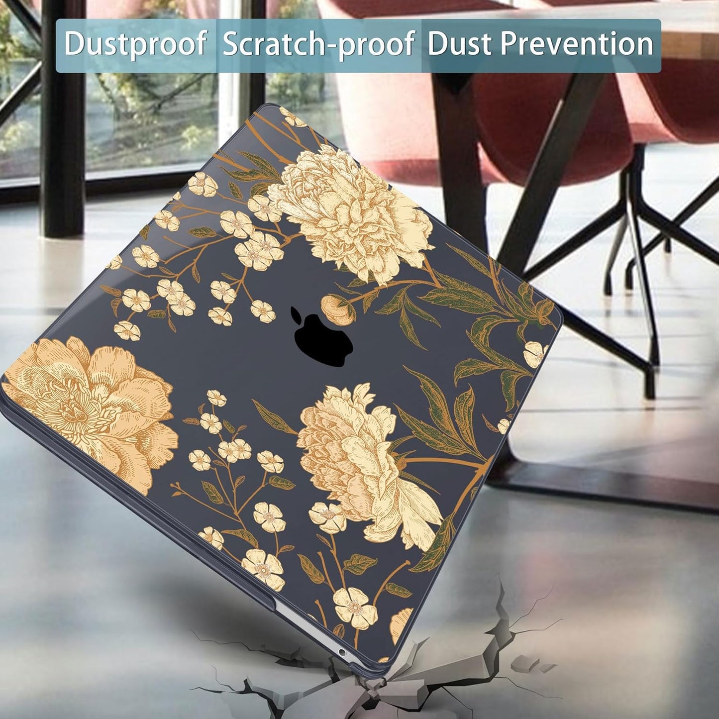 Mektron for MacBook Pro 13-inch Case 2022 2021 2020 Release A2338 M2 M1 A2289 A2251, Printed Plastic Hard Shell Cover for New MacBook Pro 13.3-inch Touch Bar Fits Touch ID，Peony Flowers C186