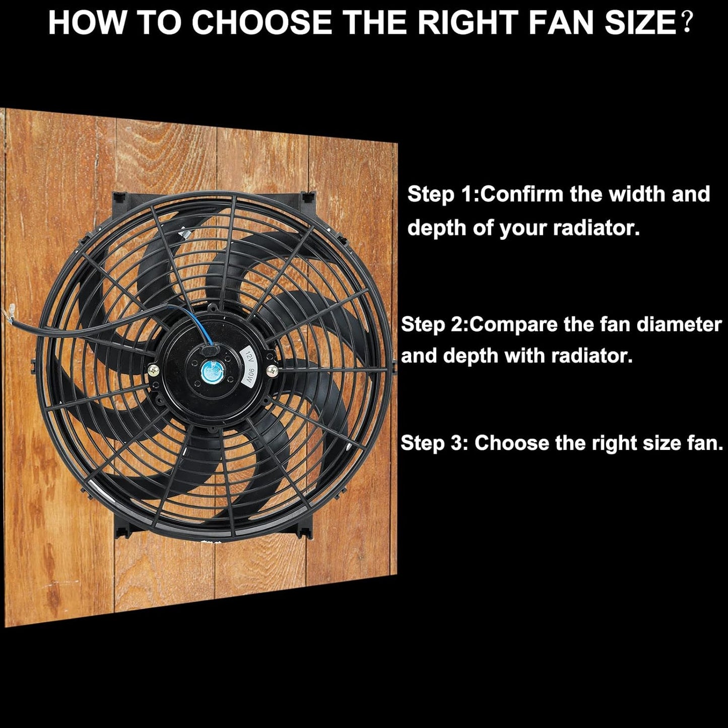 2PCS 14 Inch Universal Slim Fan Push Pull Electric Radiator Cooling Fan Mount Kit 12V 90W Black